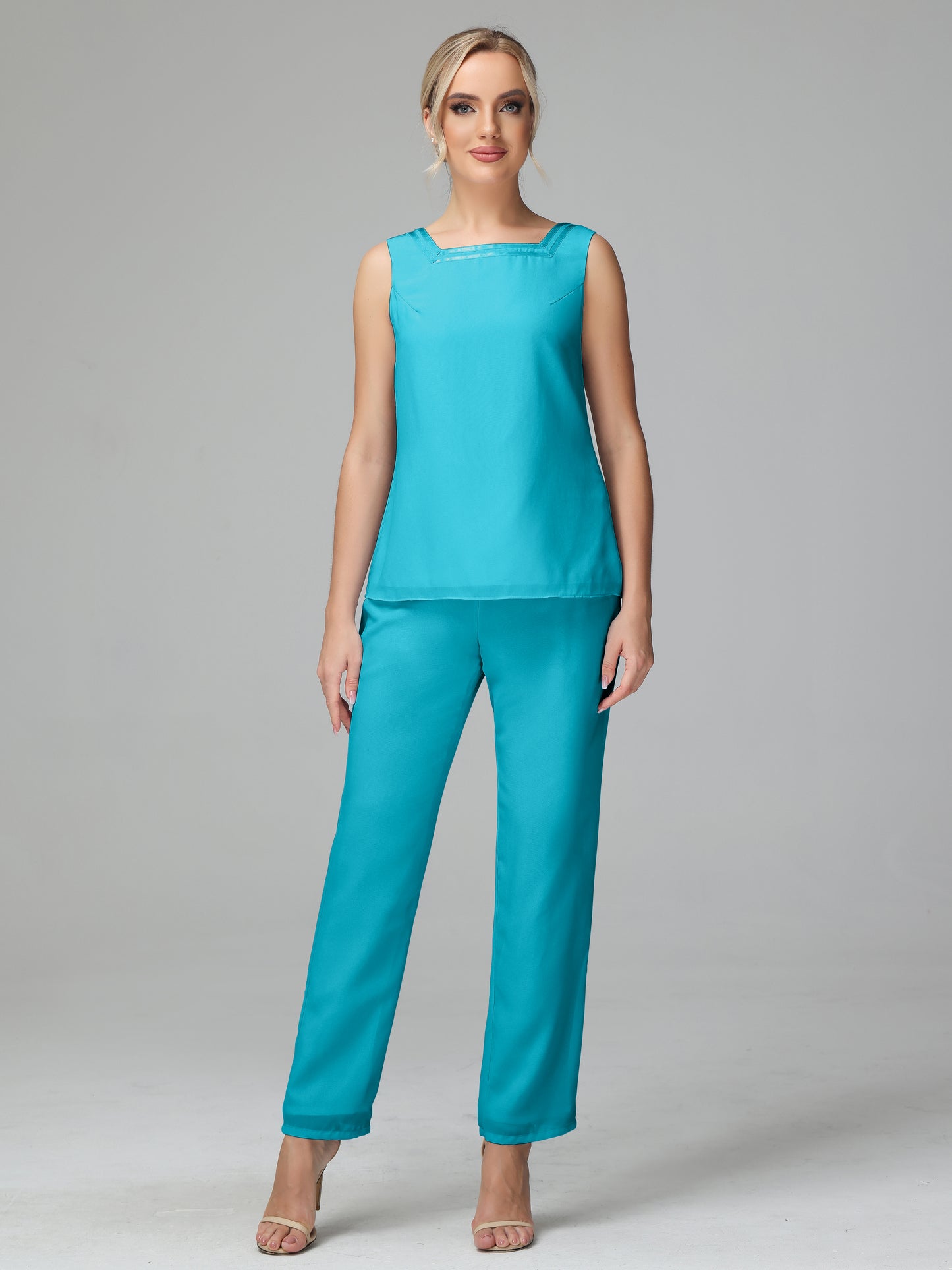 3 Pieces Chiffon Long Sleeves Mother Of The Bride Dress Pants Suits