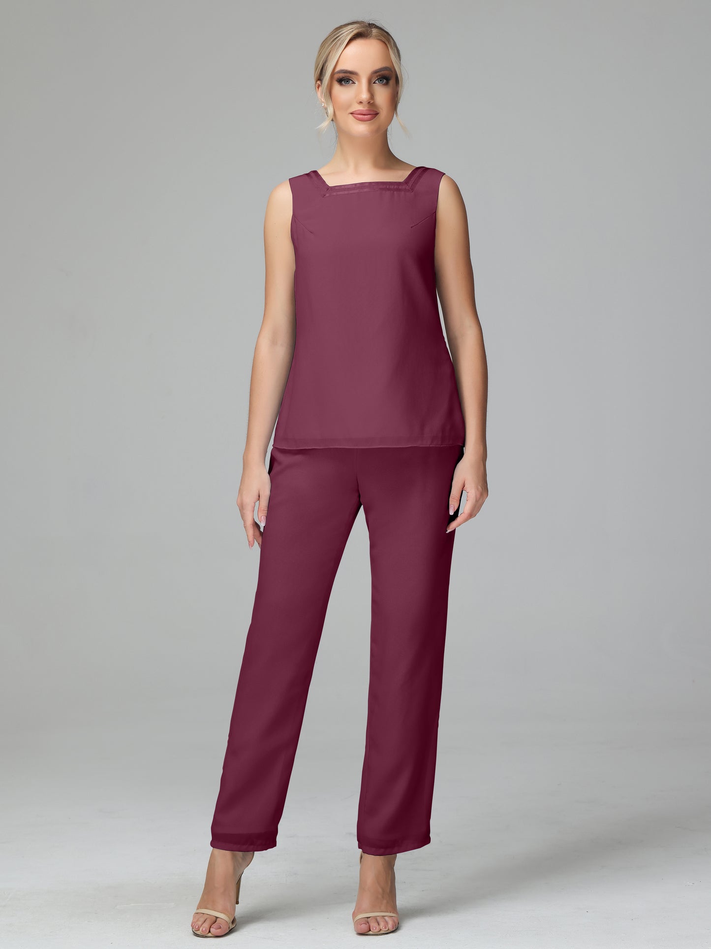 3 Pieces Chiffon Long Sleeves Mother Of The Bride Dress Pants Suits