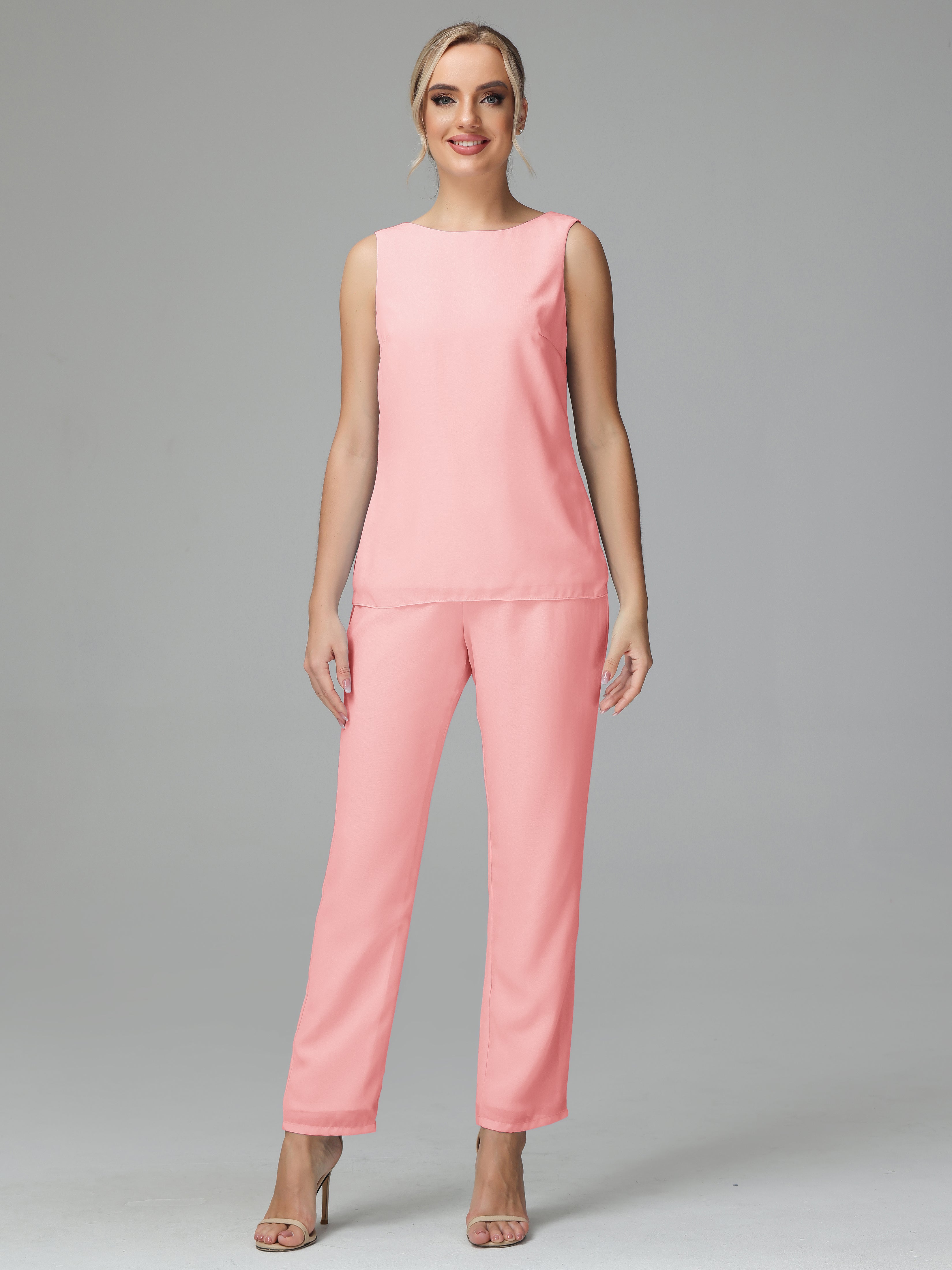 3 Pieces Chiffon Elegant Mother Of The Bride Dress Pants Suits