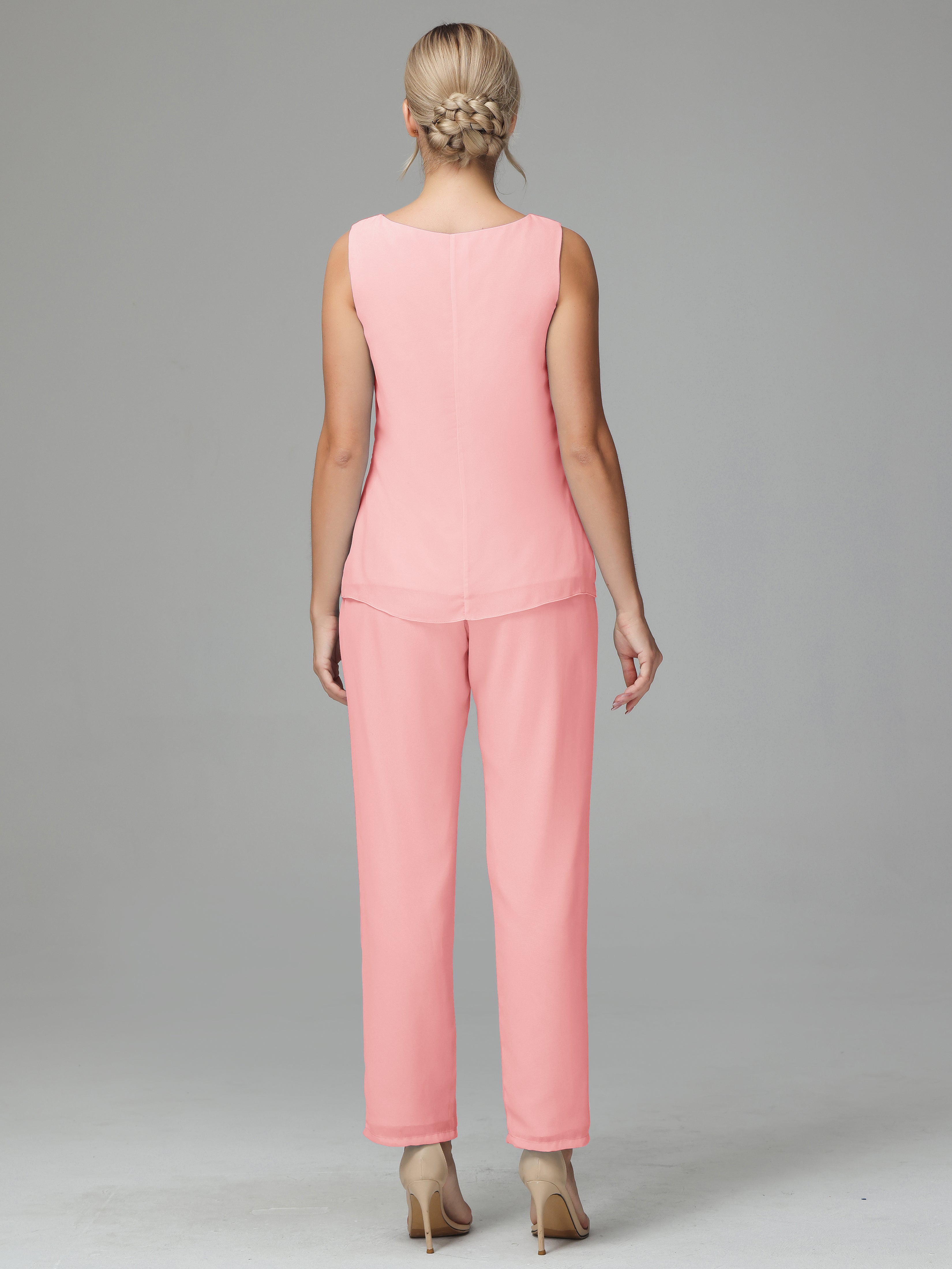 3 Pieces Chiffon Elegant Mother Of The Bride Dress Pants Suits