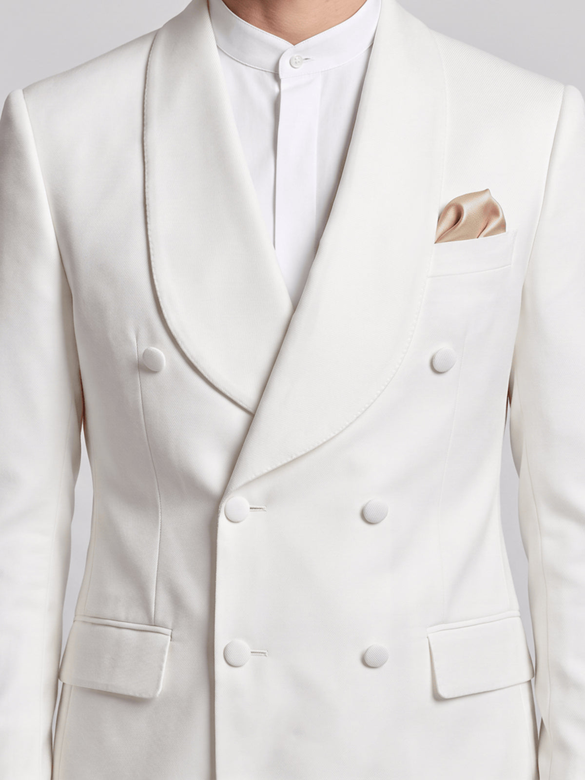 Cicinia Elegant Ivory Men's Suits 2 Pieces Shawl Lapel Double Breasted Groom Suit