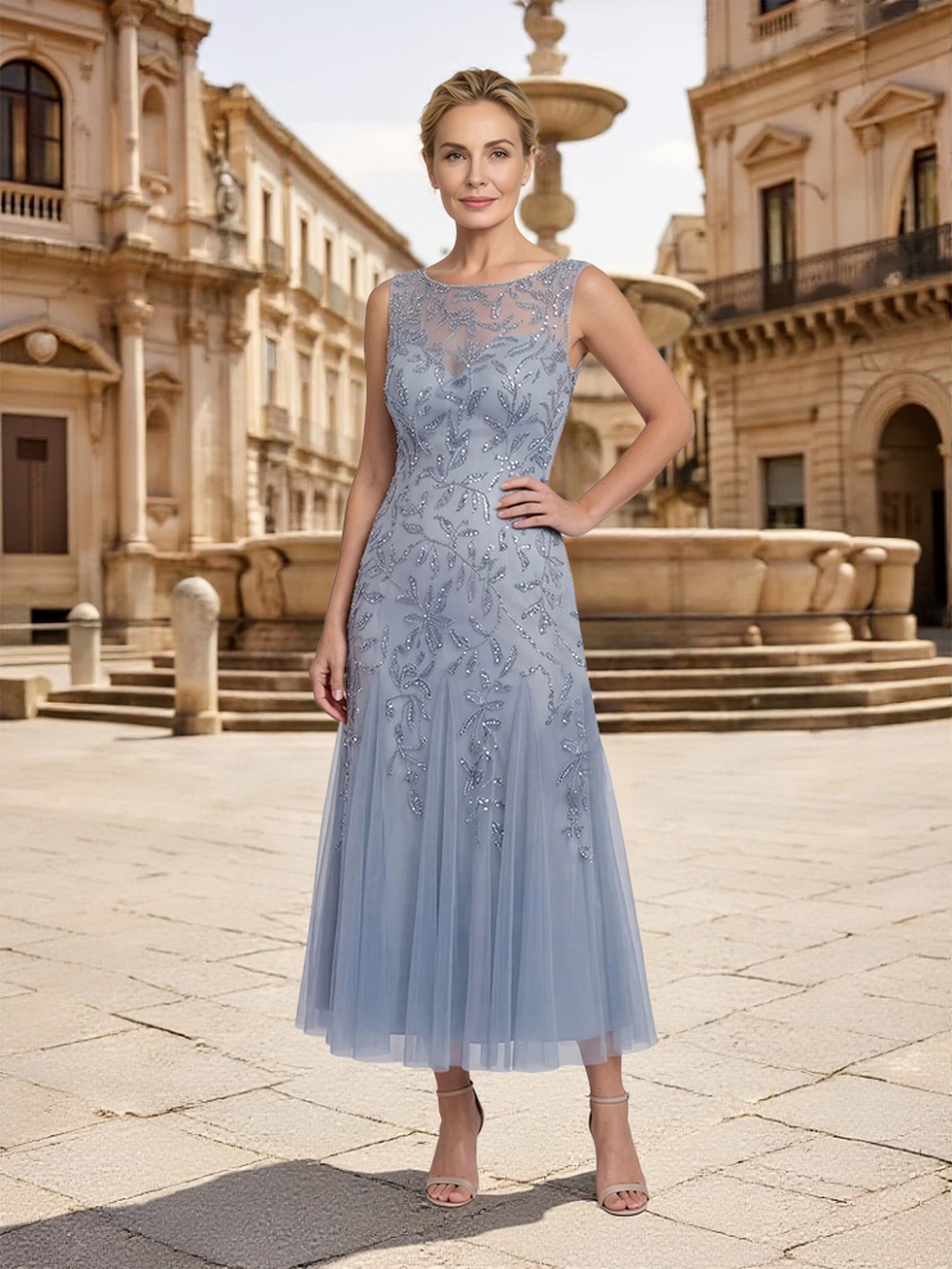 clinton in blue dress epstein Cicinia Dusty Blue Mother Of The Bride Dress Long Sequin Lace Tulle Sh