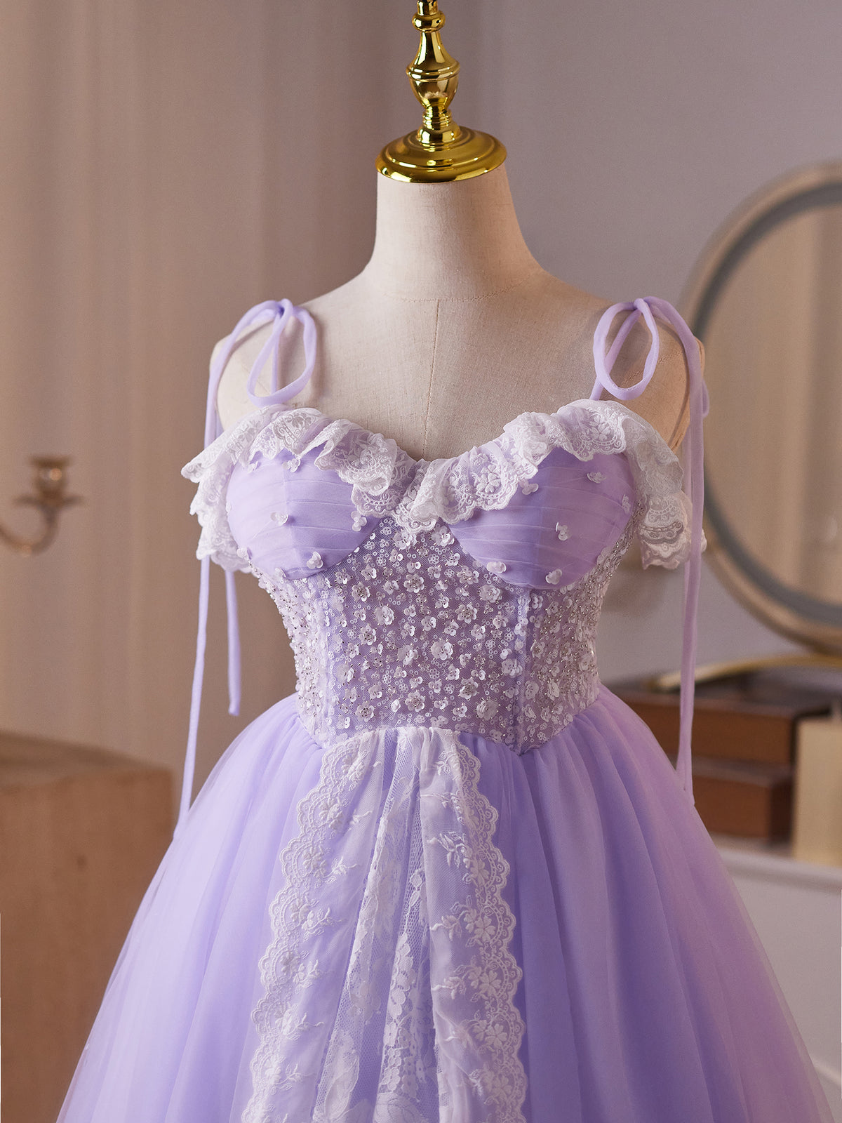 Cicinia Beautiful Mini Length Lilac Homecoming Dresses Short Lace Tulle A-line Princess Dress (Copy)