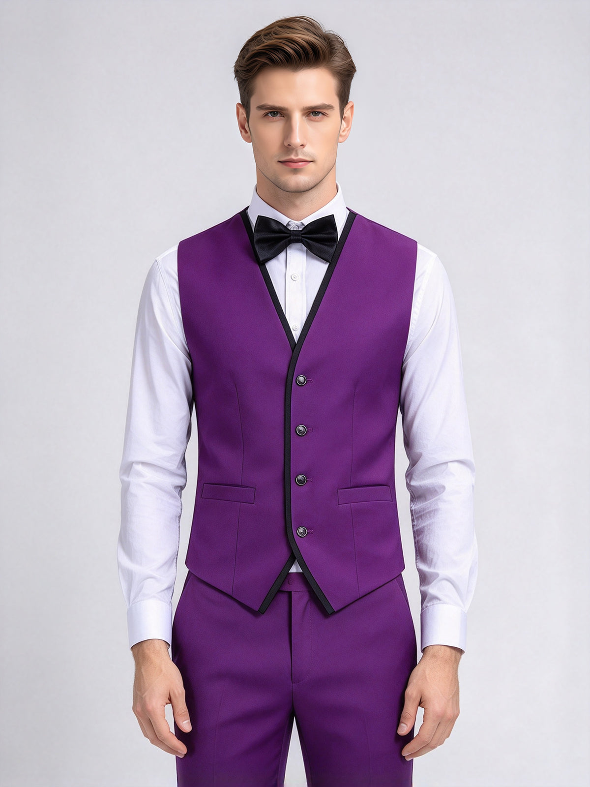 Cicinia Purple Men's Suits Slim Fit 3 Pieces Tuxedo Suit For Wedding Formal Event