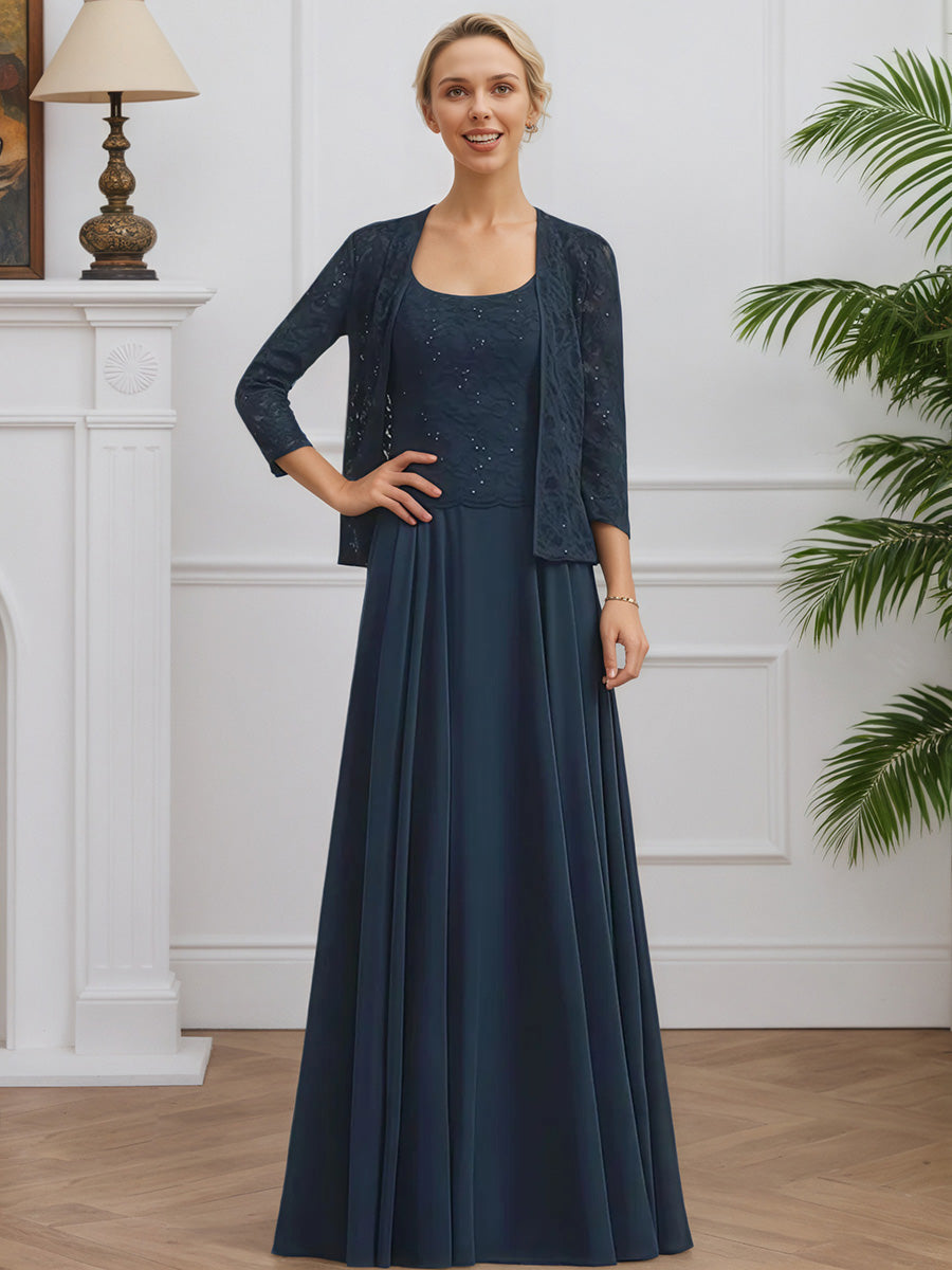 Cicinia Dark Navy Mother Of The Groom Dress With Jacket Long Chiffon L
