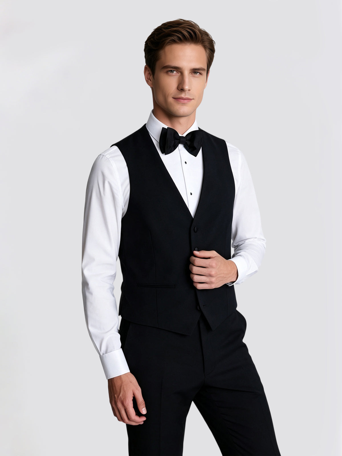 Cicinia 3 Pieces Tuxedo Shawl Lapel Formal Outfit Tailored Fit Solid Black Men's Suits