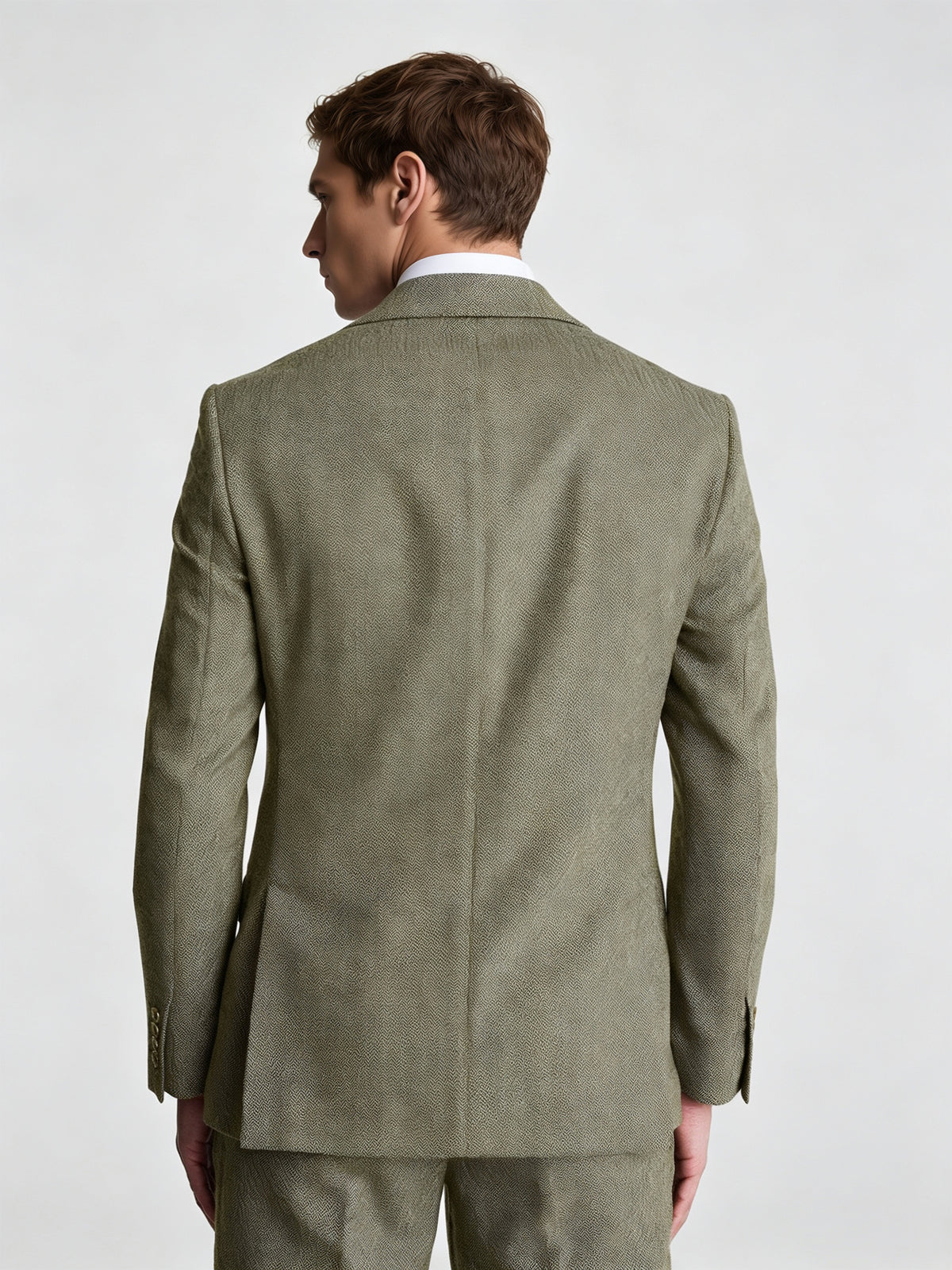 Cicinia Olive Green Men's Suits 3 Pieces Notch Lapel Suit Double Breasted Vest Single Breasted Jacket Straight Fit Trousers