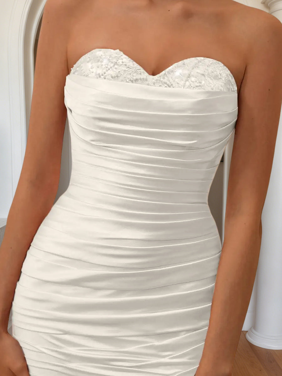 Cicinia Ivory Prom Dresses Long Sheath Slit Sweetheart Layered Gowns