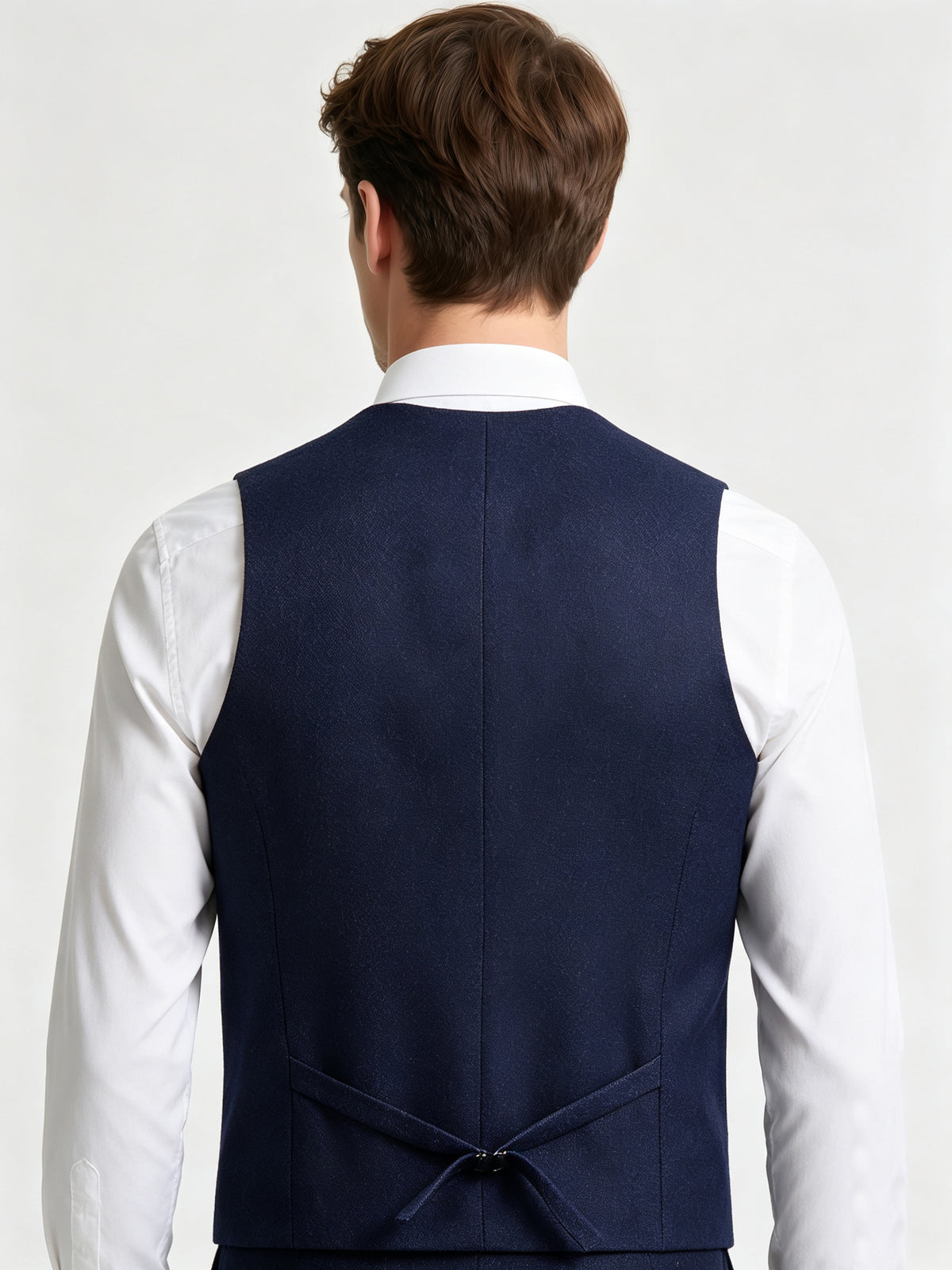 Cicinia Navy Blue Men's Suits 3 Pieces Shawl Lapel Tuxedo Single Breasted Jacket Vest Slim Straight Trousers