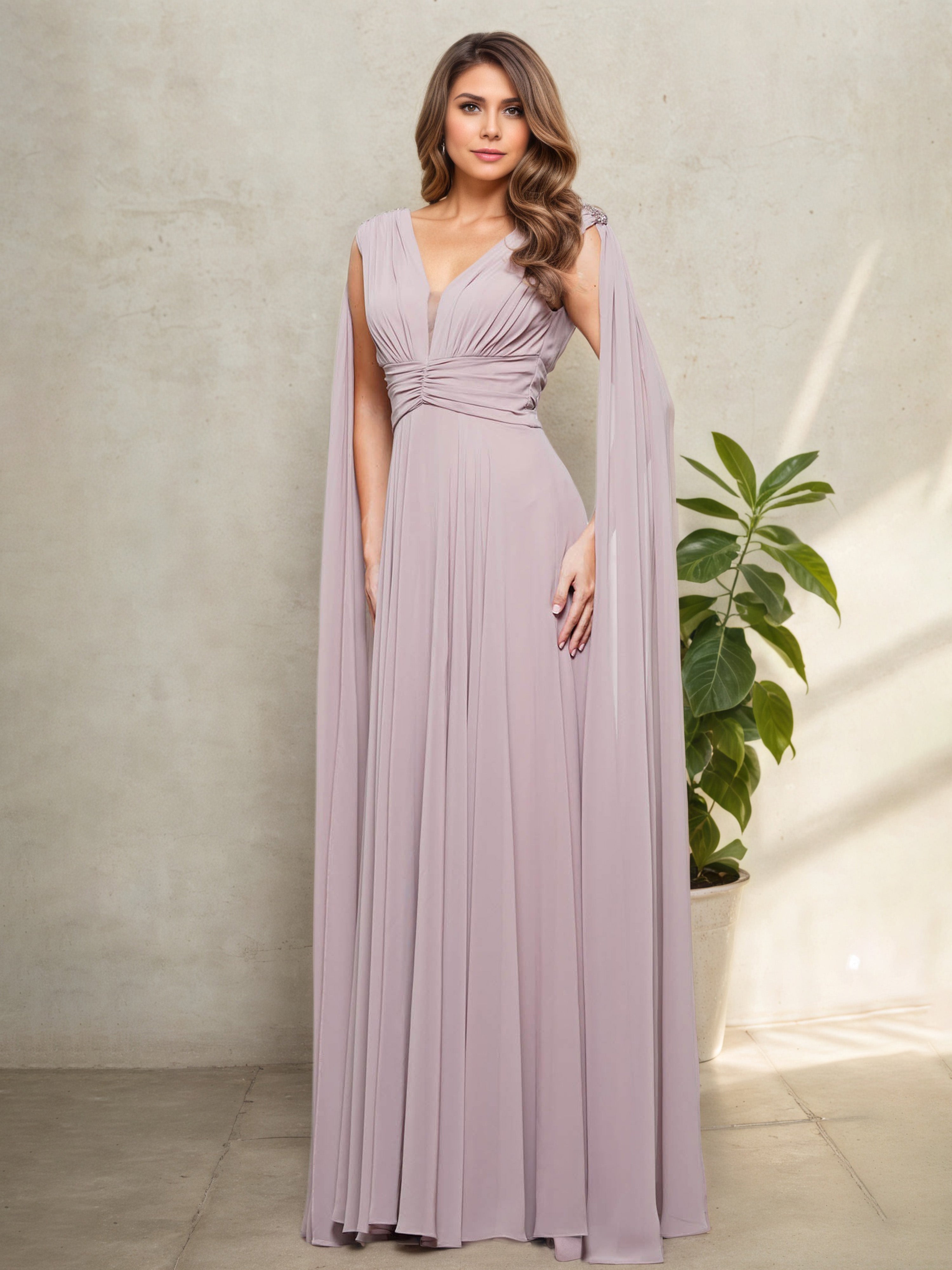 Sleeveless V-Neck Dusk Pleats A-Line Mother Of The Bride Dress Sleeveless V-Neck Dusk Pleats A-Line Mother Of The Bride Dress