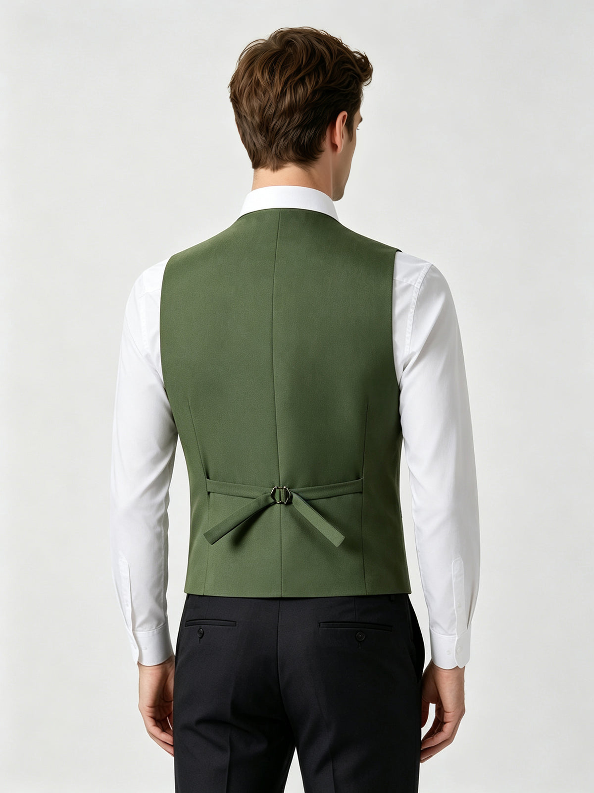 Cicinia 3 Pieces Solid Suit Notch Lapel Single Breasted Jacket Matching Vest Straight Trousers Olive Green Men's Suits
