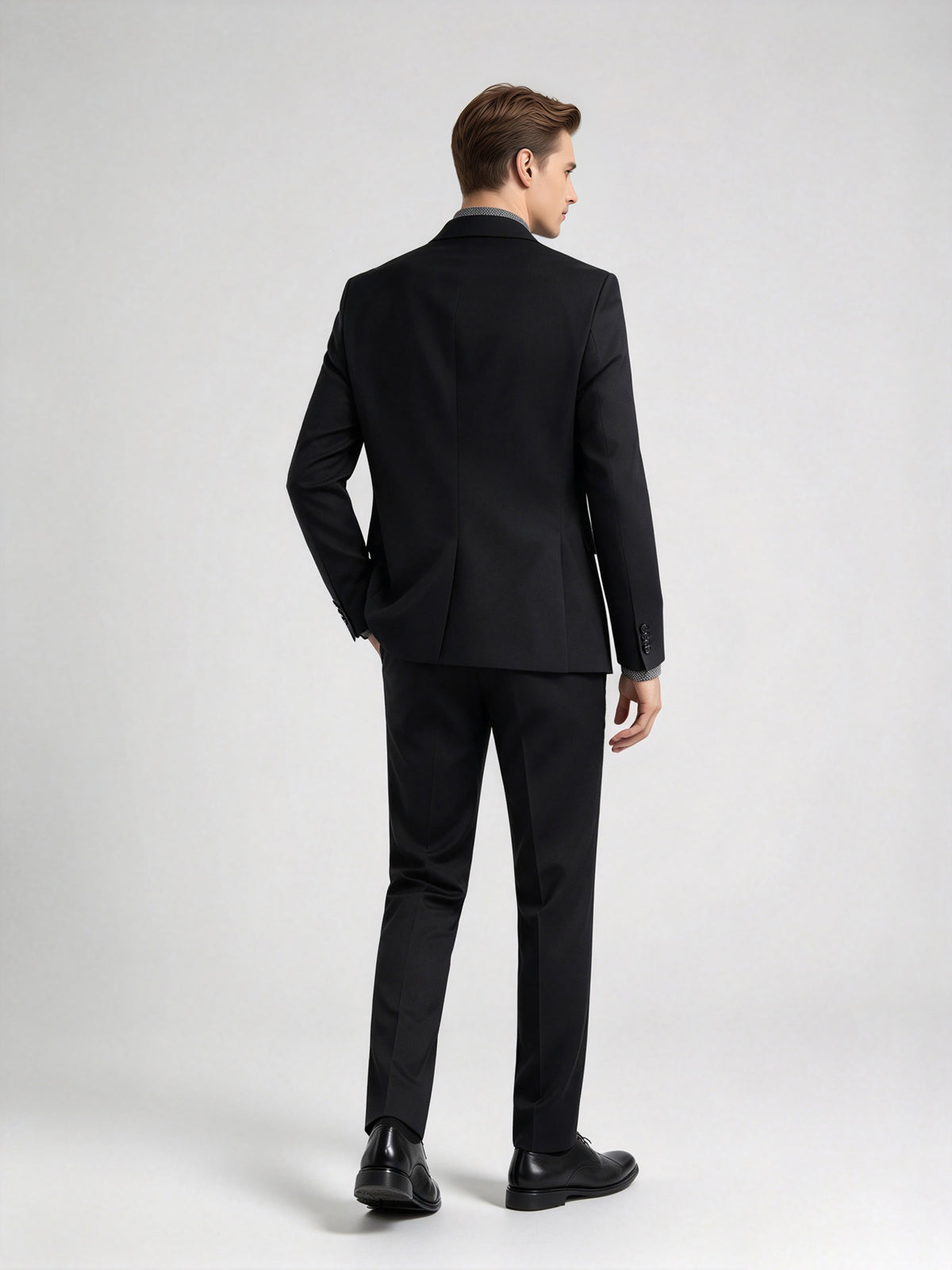 Cicinia Men Slim Fit Black Shawl Lapel Single Breasted Tuxedo 2 Pieces Groom Suit Set