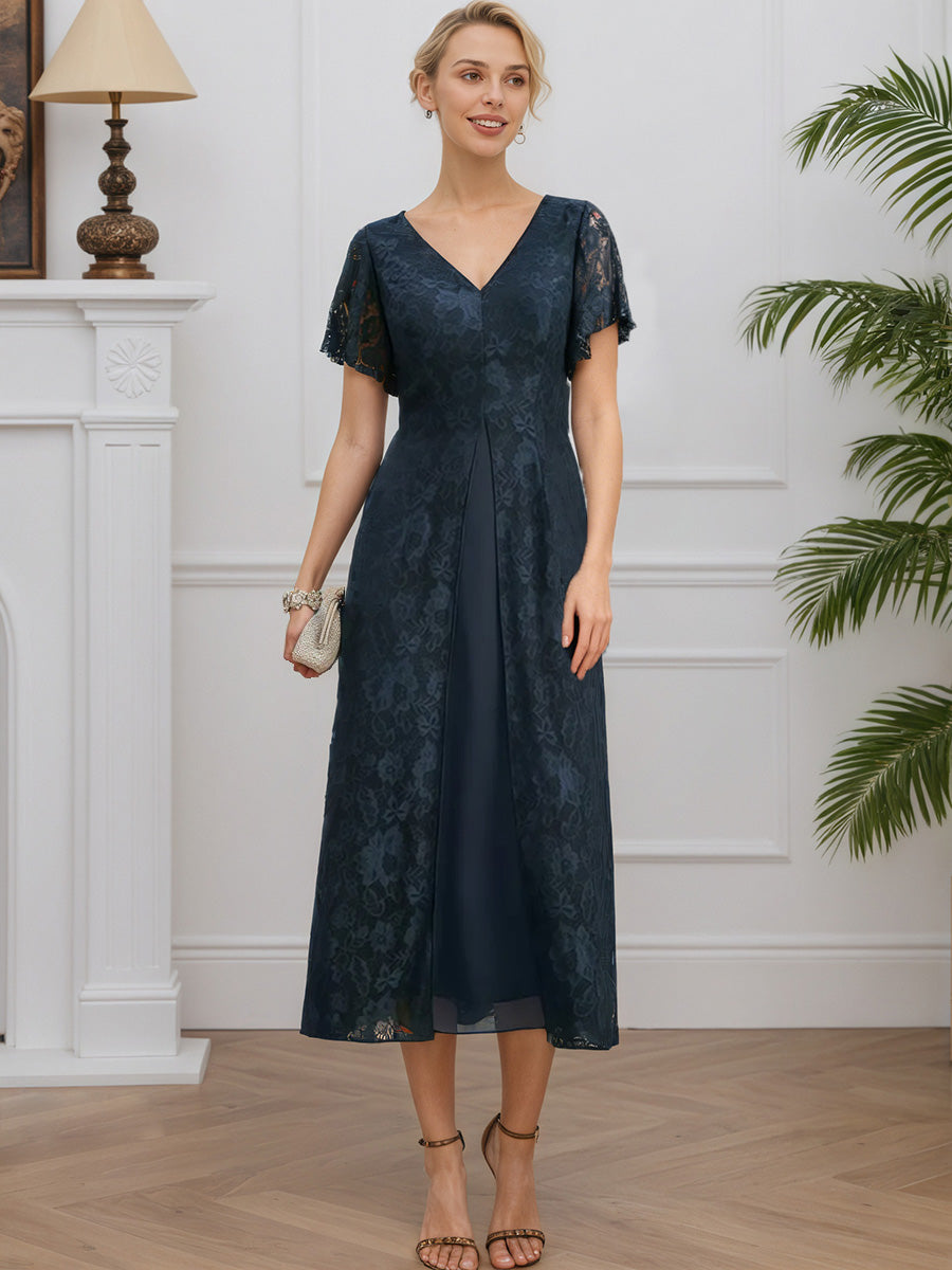 Cicinia Dark Green Mother Of The Groom Dress Long Chiffon Lace A-line Trumpet Sleeves