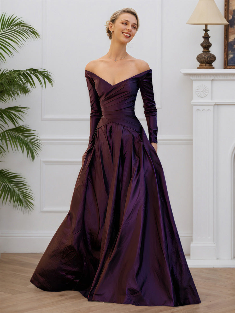 Cicinia Grape Mother Of The Bride Dress Long Chiffon Lace A-line Silver Rhinestones