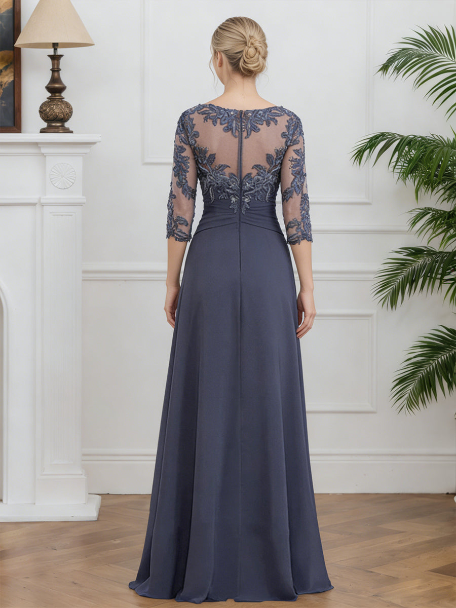 Cicinia Stormy Mother Of The Bride Dress Long Chiffon Lace A-line Half Sleeves Plus Size