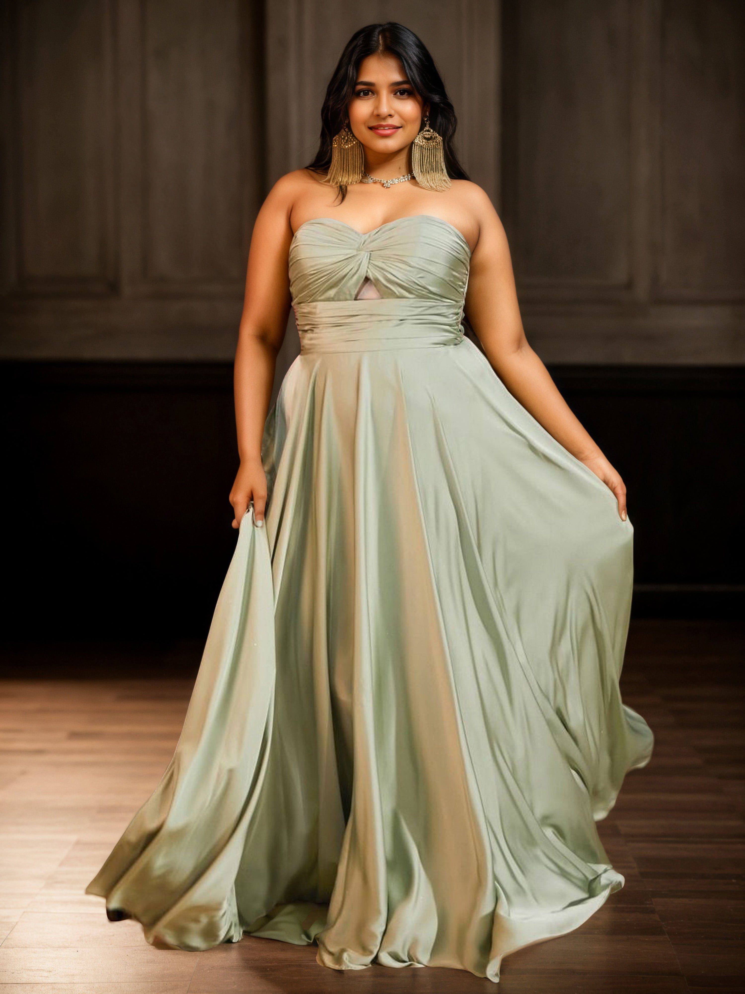 Elegant Dusty Sage Long Floor Length Plus Size Prom Dresses Elegant Dusty Sage Long Floor Length Plus Size Prom Dresses