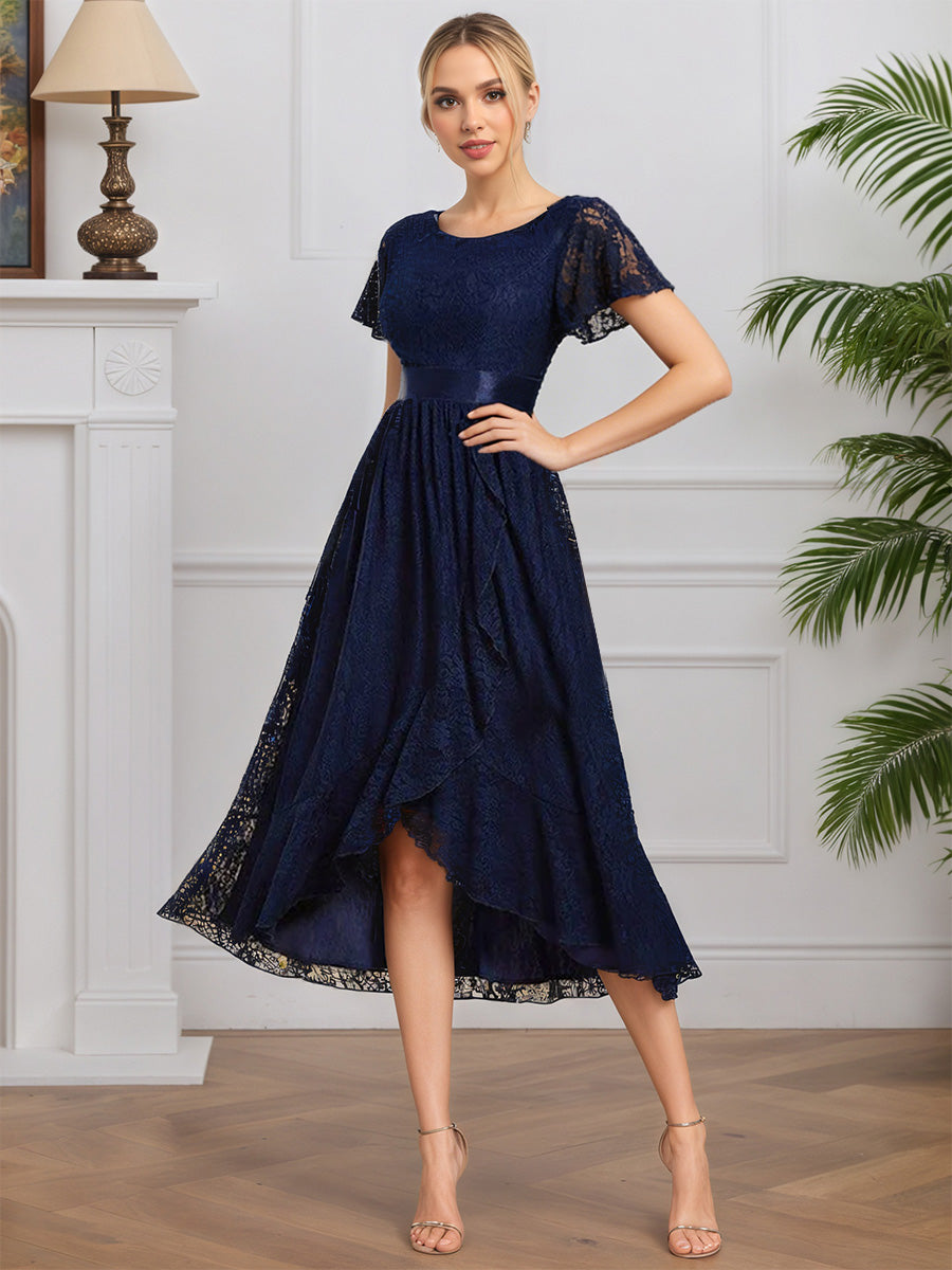 Cicinia Navy Blue Mother Of The Bride Dress Long Lace A-line Tea Lengt