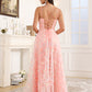 Lace Floor Length Spaghetti Straps A Line Prom Dress