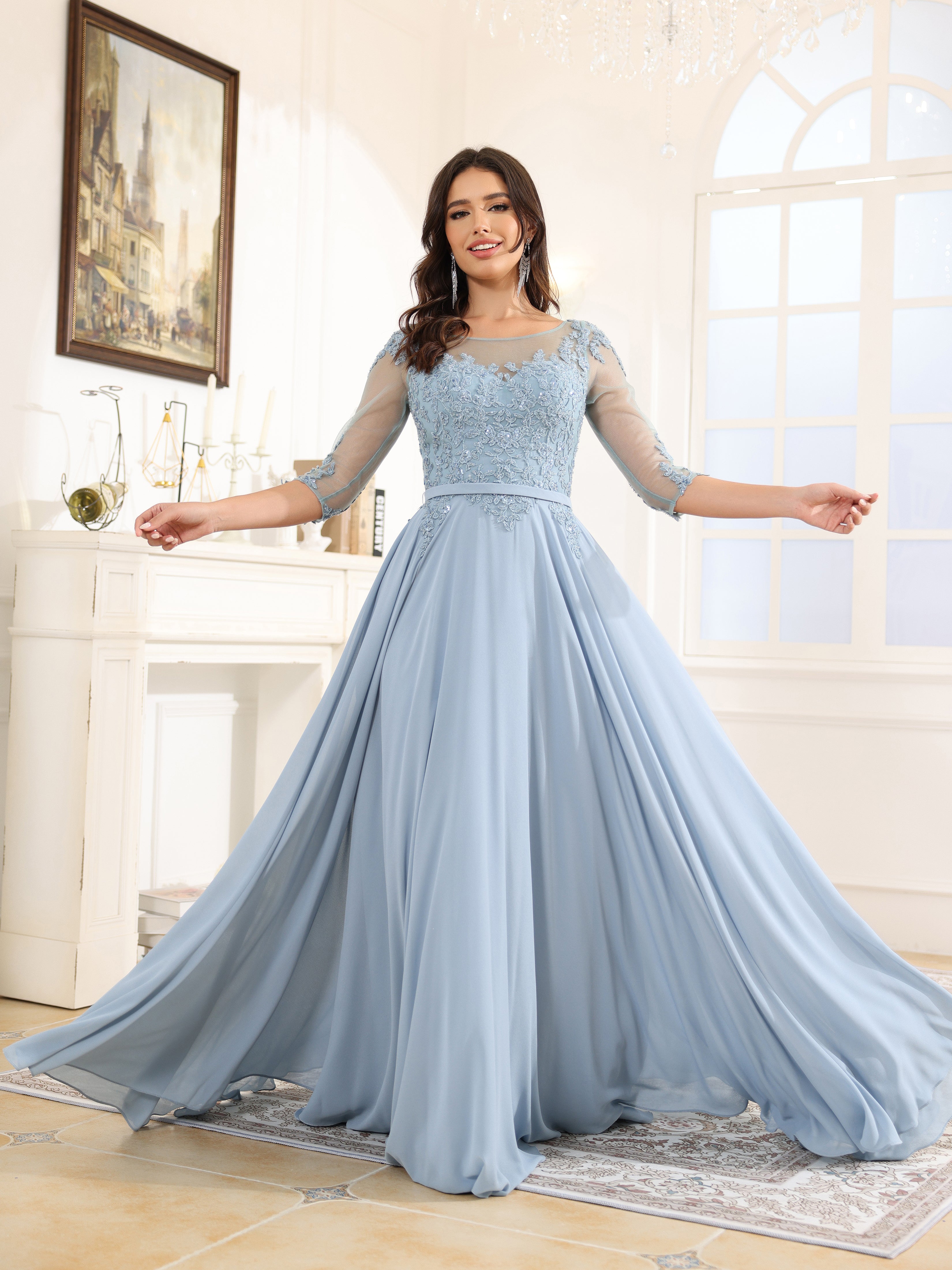 Half Sleeves A Line Chiffon Mother of The Bride Dress Half Sleeves A Line Chiffon Mother of The Bride Dress