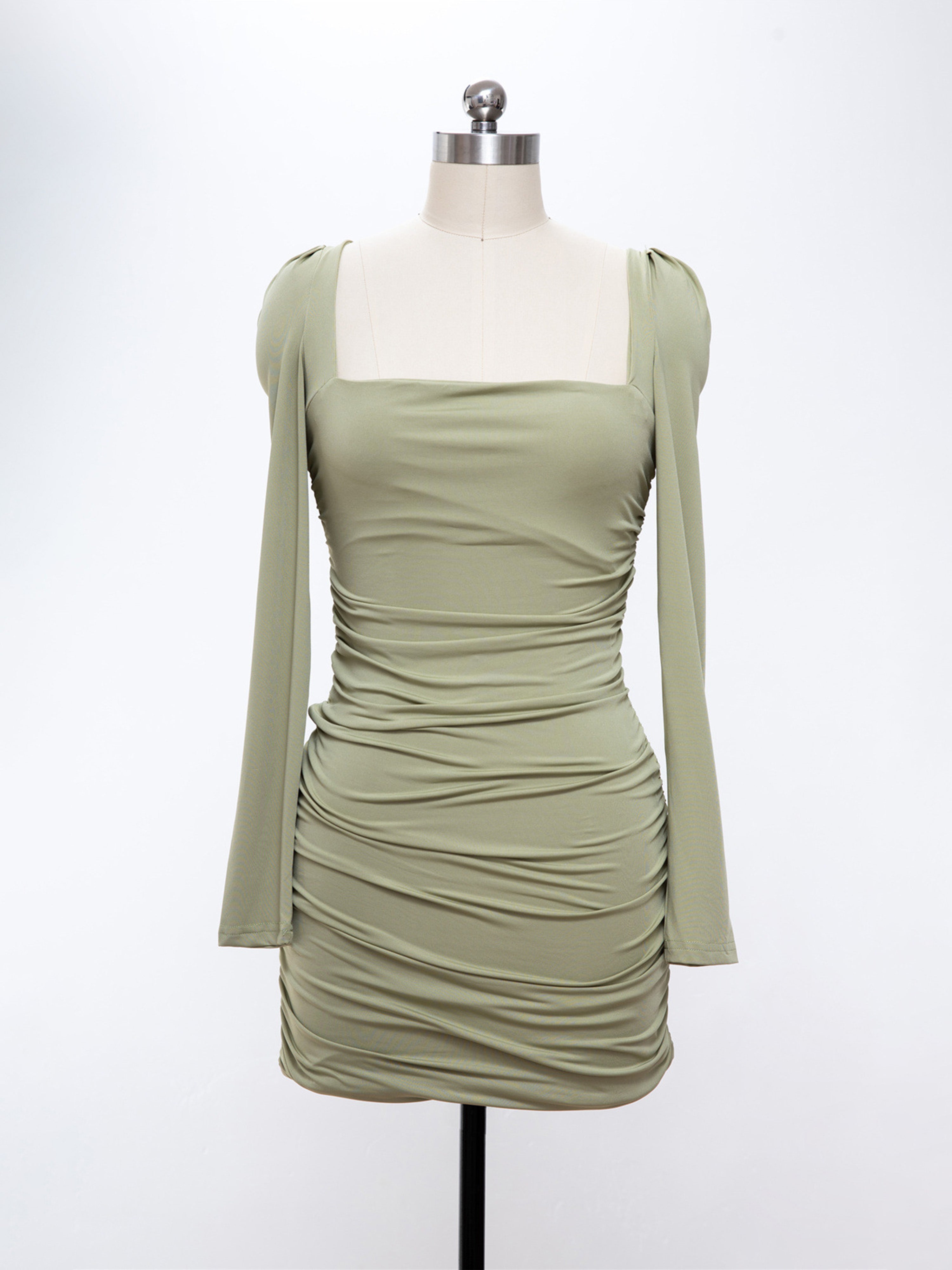 Dusty Sage Long Sleeves Mini Homecoming Dress Dusty Sage Long Sleeves Mini Homecoming Dress