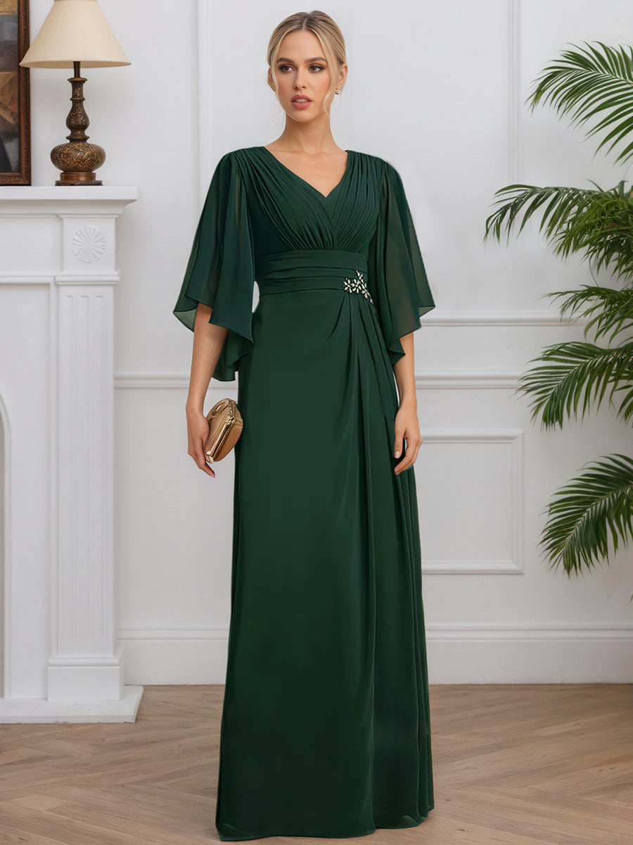 Cicinia Dark Green Mother of The Bride Dress Long Chiffon Beaded A-Line Floor Length V-Neck Cicinia Dark Green Mother of The Bride Dress Long Chiffon Beaded A-Line Floor Length V-Neck