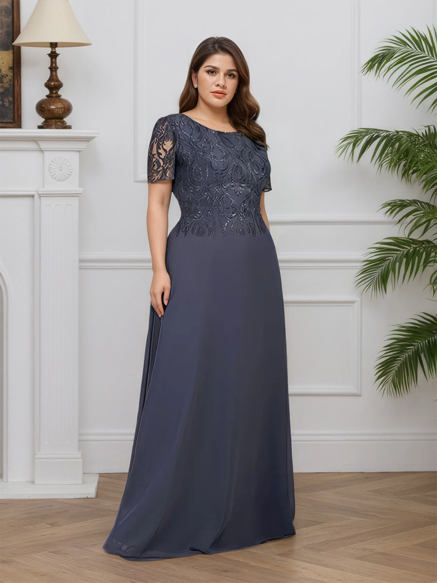 Cicinia Stormy Mother Of The Groom Dress Long Chiffon Lace A-line Zip Back Floor Length Plus Size