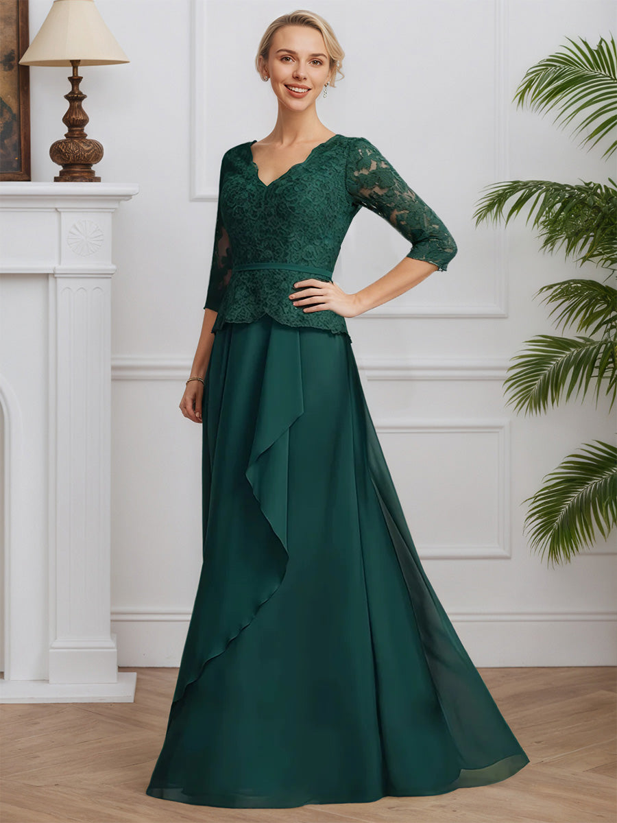 Cicinia Dark Green Mother Of The Groom Dress Long Chiffon Lace A-line