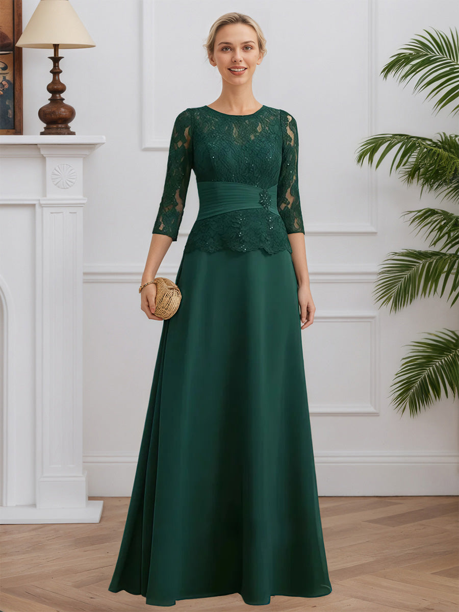 green dress mother of the groom Cicinia Dark Long Chiffon Lace A-line BRAND-MIRACOLOS BY RUCHI