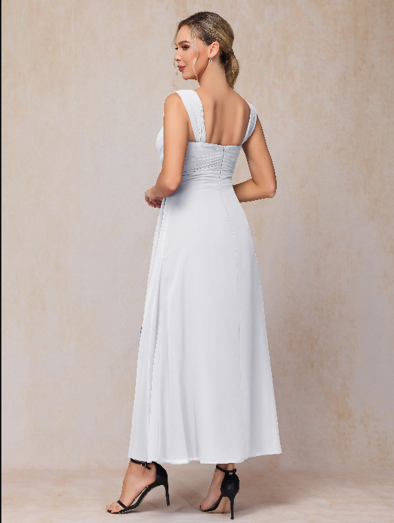 2 Pieces Ankle Length Chiffon Wedding Guest Dresses
