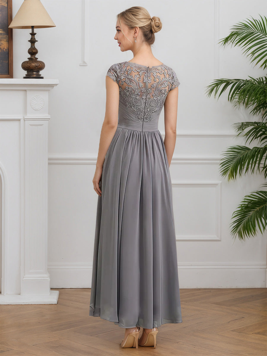 Cicinia Gray Mother Of The Groom Dress Long Chiffon Lace A-line Zipper Back