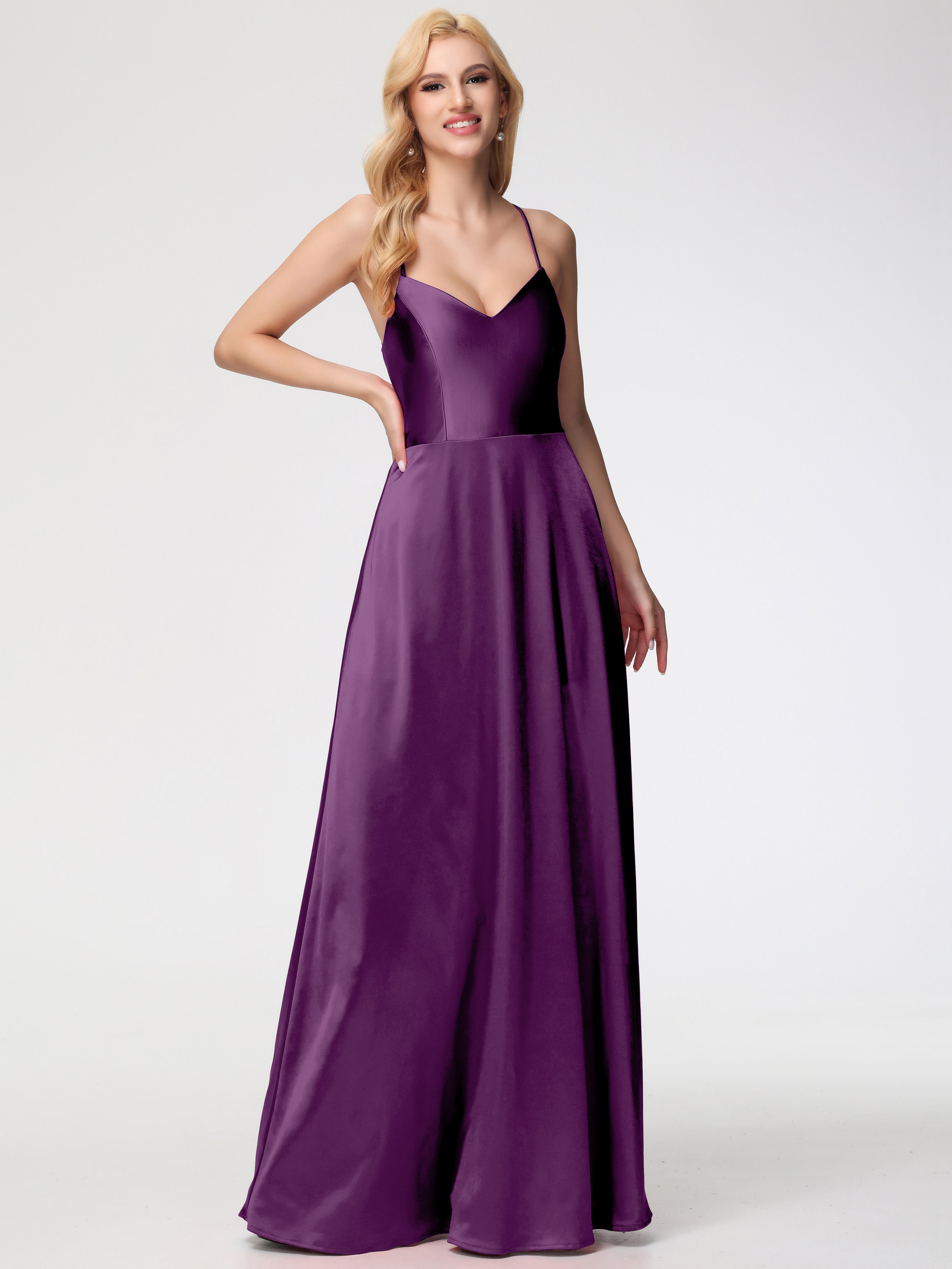 spaghetti strap satin a-line bridesmaid dress Bridesmaid Dress 2026 Frost Silk like Satin A-line Long Straps