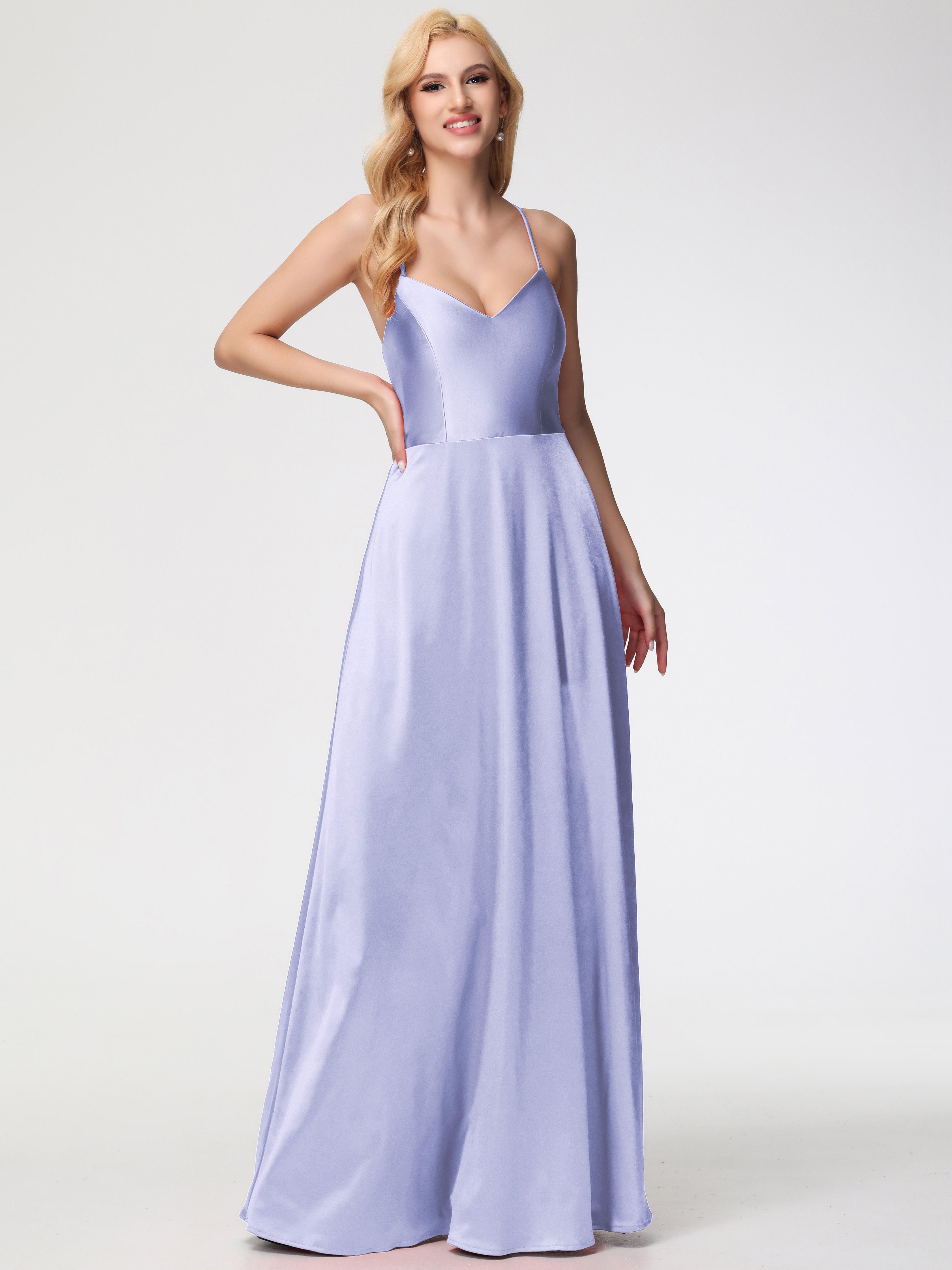 Lavender Dress Prom A Line Spaghetti Straps V-Neck Floor Length Stretc Lavender Dress Prom A Line Spaghetti Straps V-Neck Floor Length Stretc