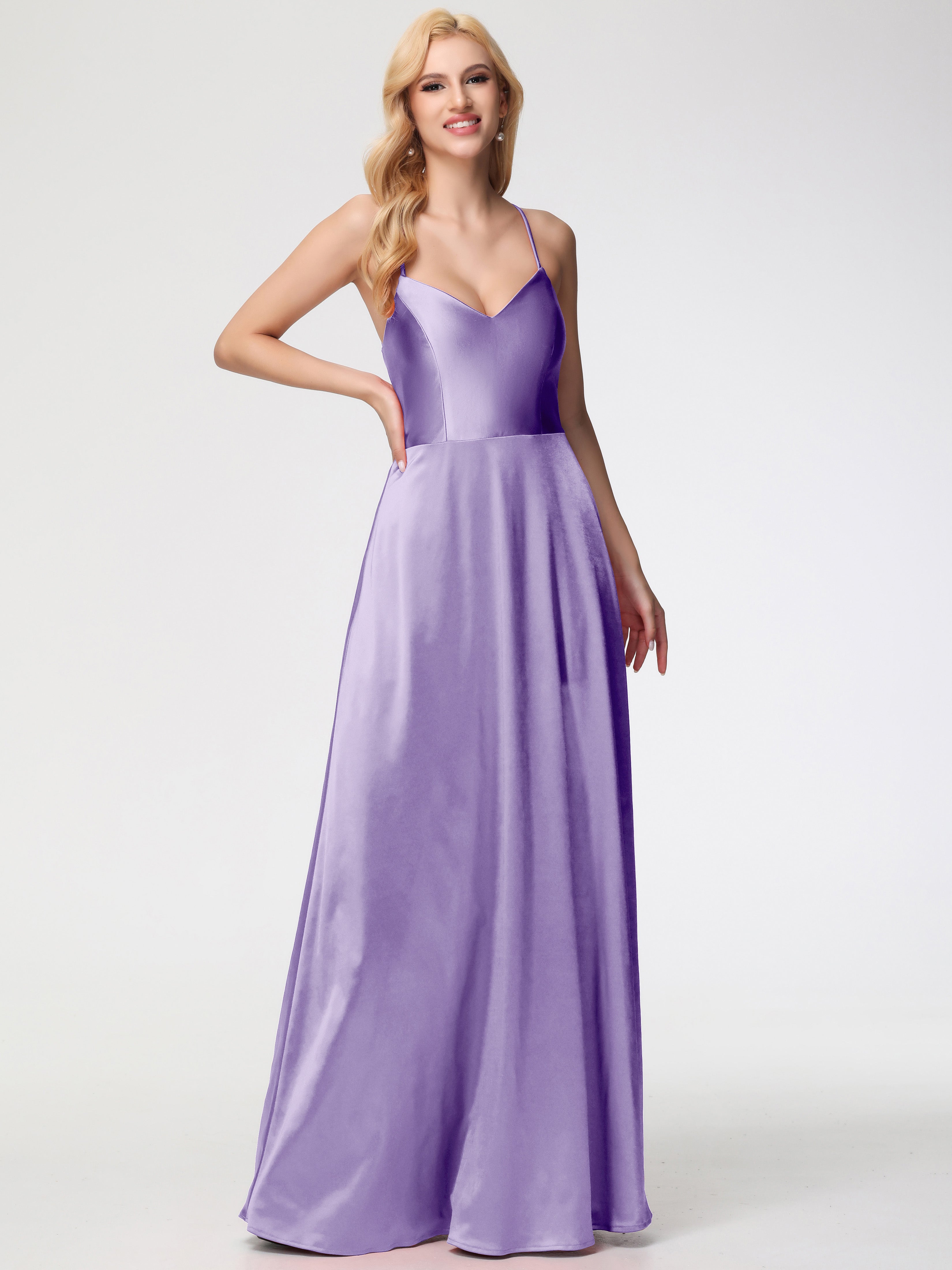 Tahiti Bridesmaid Dresses A Line Spaghetti Straps V-Neck Floor Length Stretch Satin Bridesmaid Dress Tahiti Bridesmaid Dresses A Line Spaghetti Straps V-Neck Floor Length Stretch Satin Bridesmaid Dress