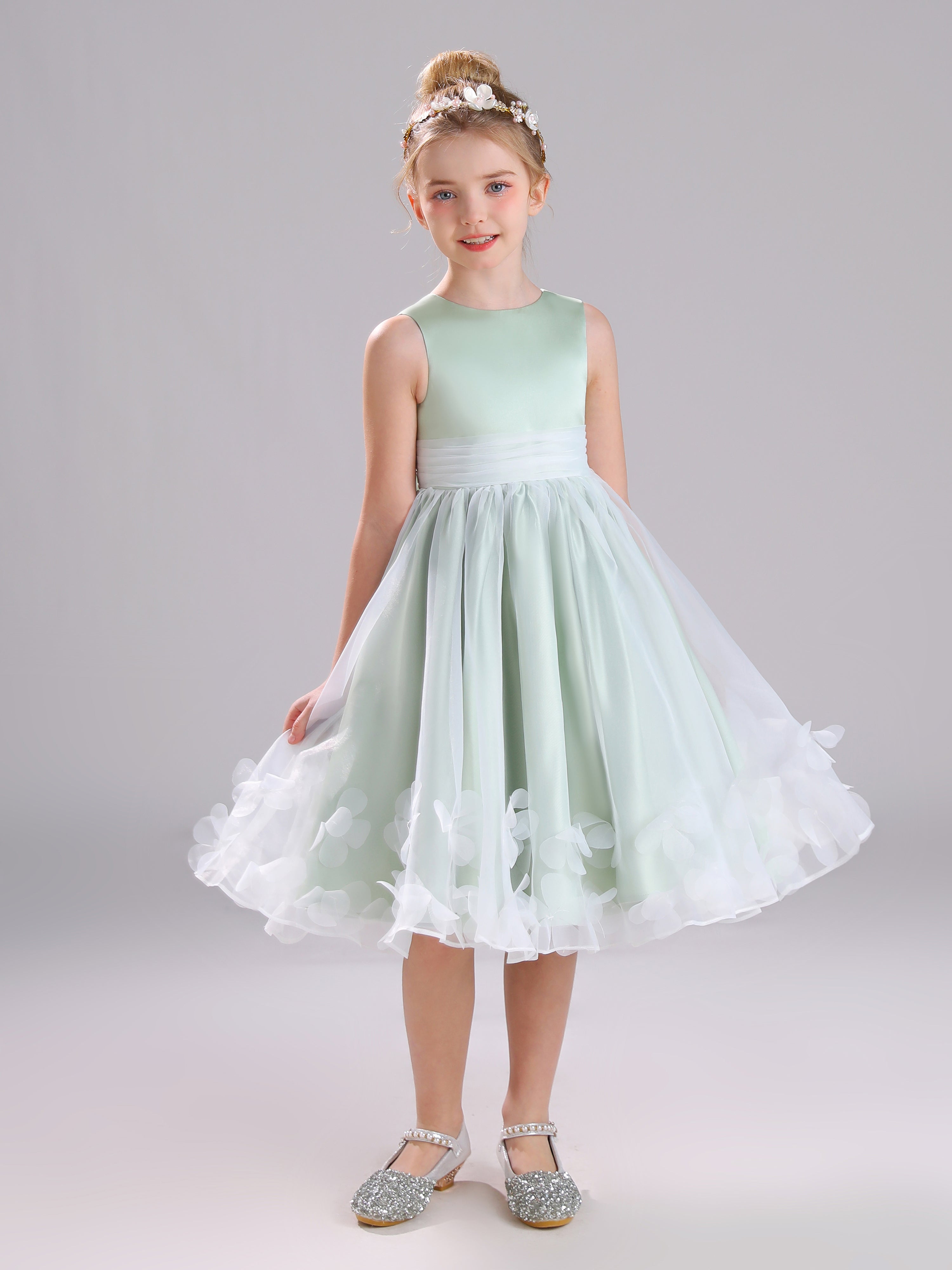 A-Line Top Satin Floral Organza Flower Girl Dress A-Line Top Satin Floral Organza Flower Girl Dress
