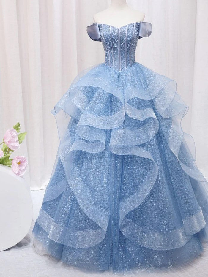 A-Line Sweetheart Tulle Ball Gown Beaded Prom Dress A-Line Sweetheart Tulle Ball Gown Beaded Prom Dress