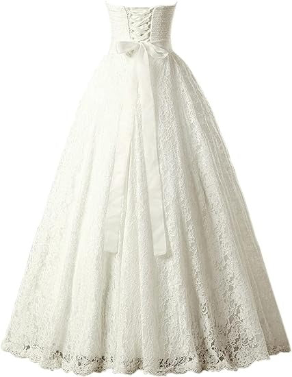 Chic Strapless A Line Lace Wedding Dress
