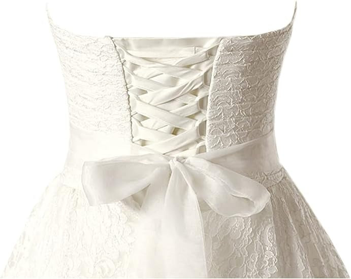Chic Strapless A Line Lace Wedding Dress