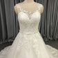 Round Neck Tulle With  Lace  Appliques A-line Wedding Dress With Train C0018