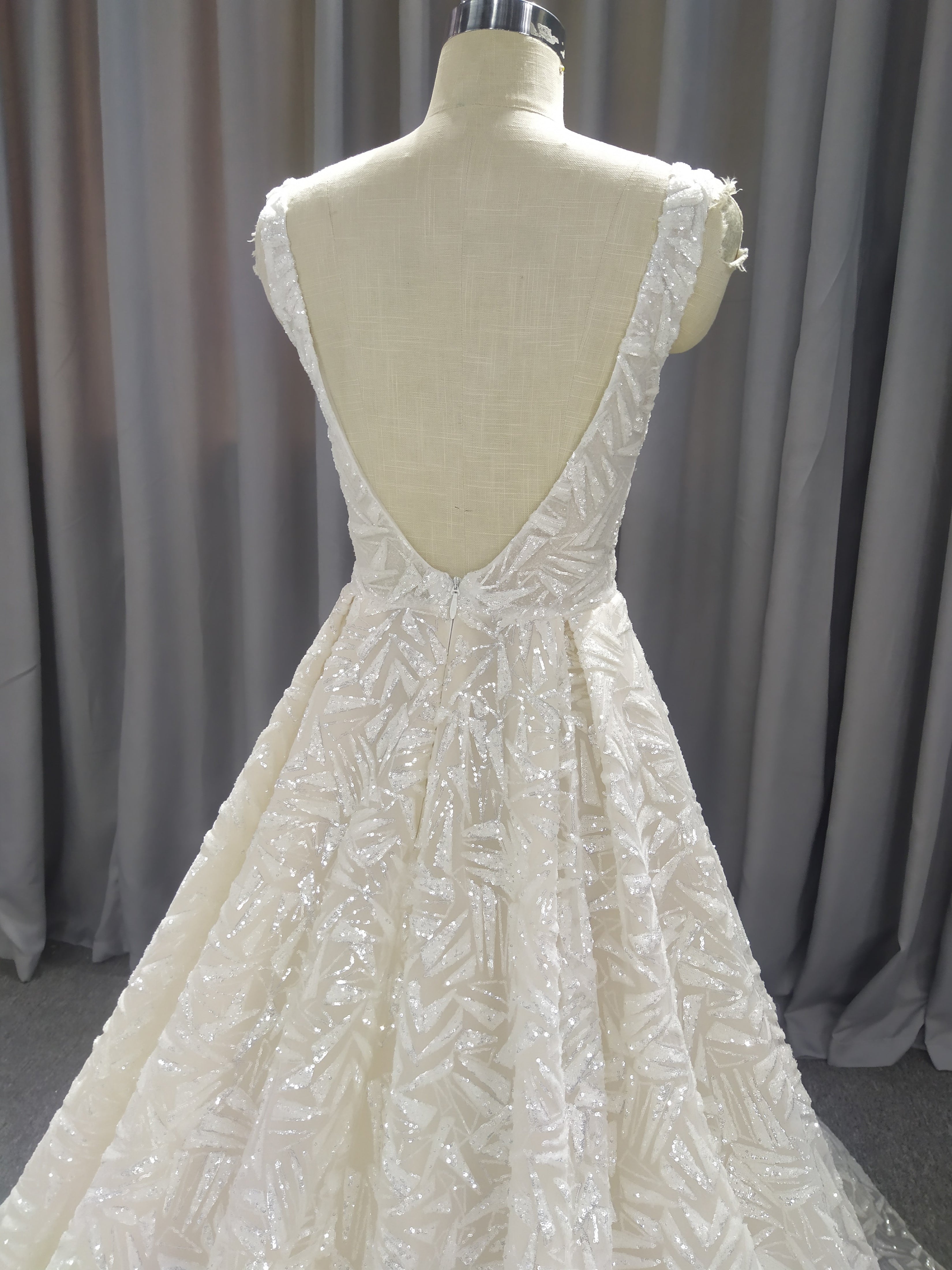 Straps Lace A-line Wedding Dress With Train C0031