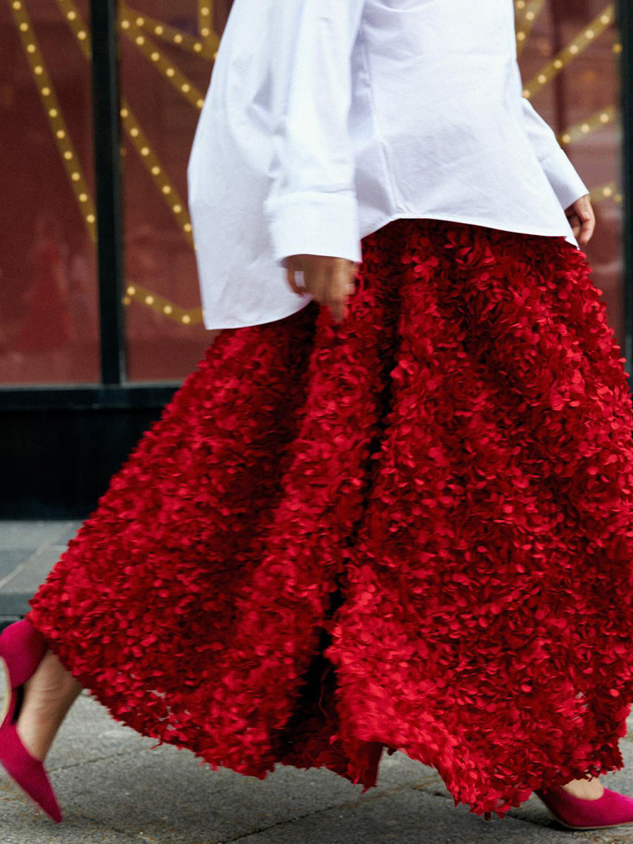 A-Line Flower Skirt Red Wedding Guest Dresses