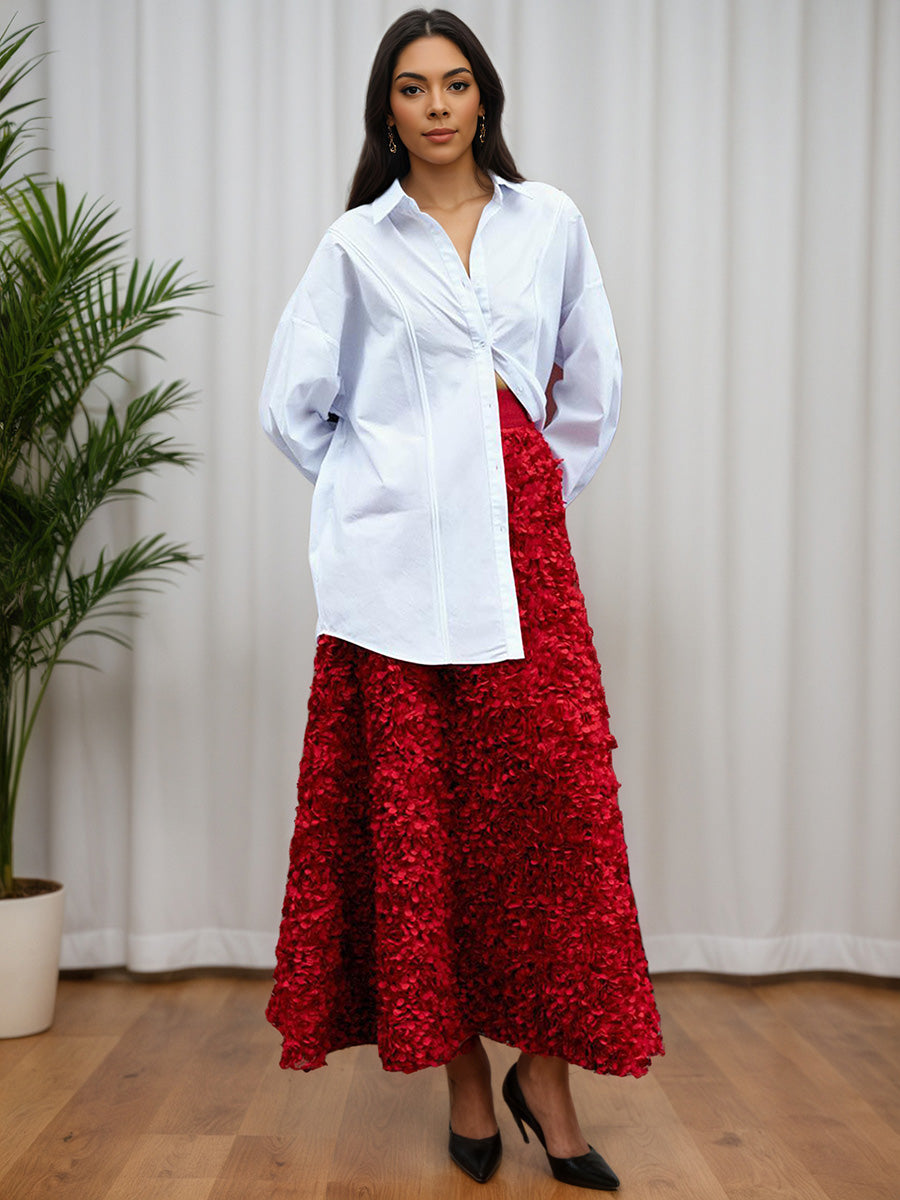 A-Line Flower Skirt Red Wedding Guest Dresses