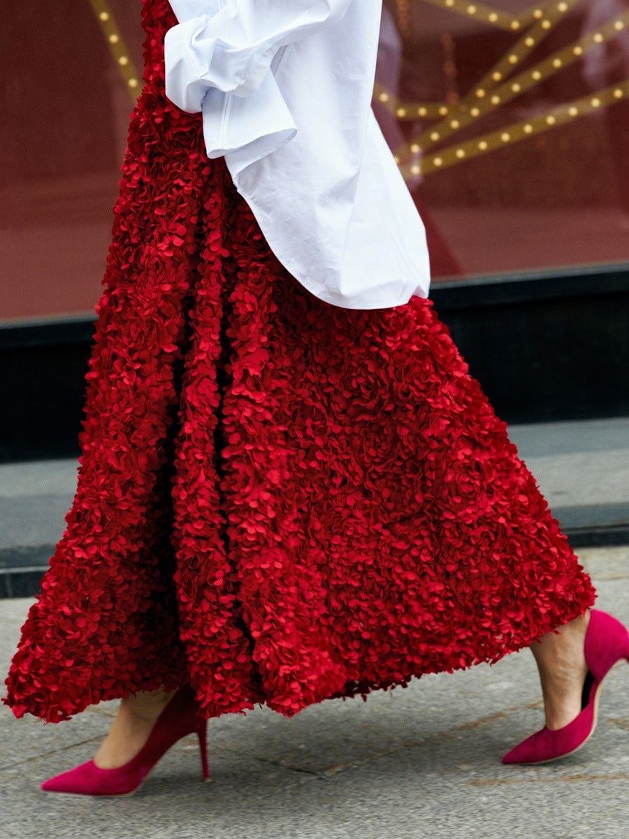 A-Line Flower Skirt Red Wedding Guest Dresses