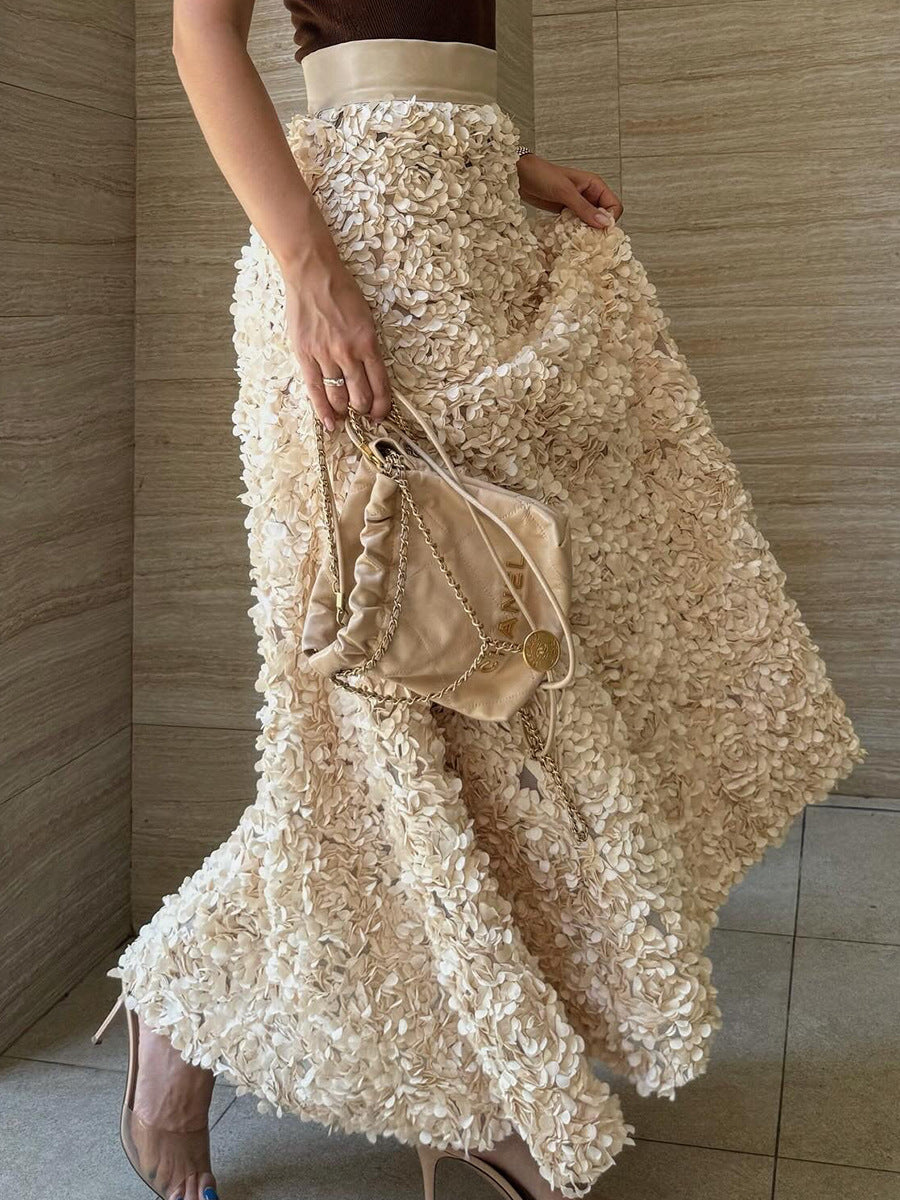 A-Line Flower Skirt Khaki Wedding Guest Dresses