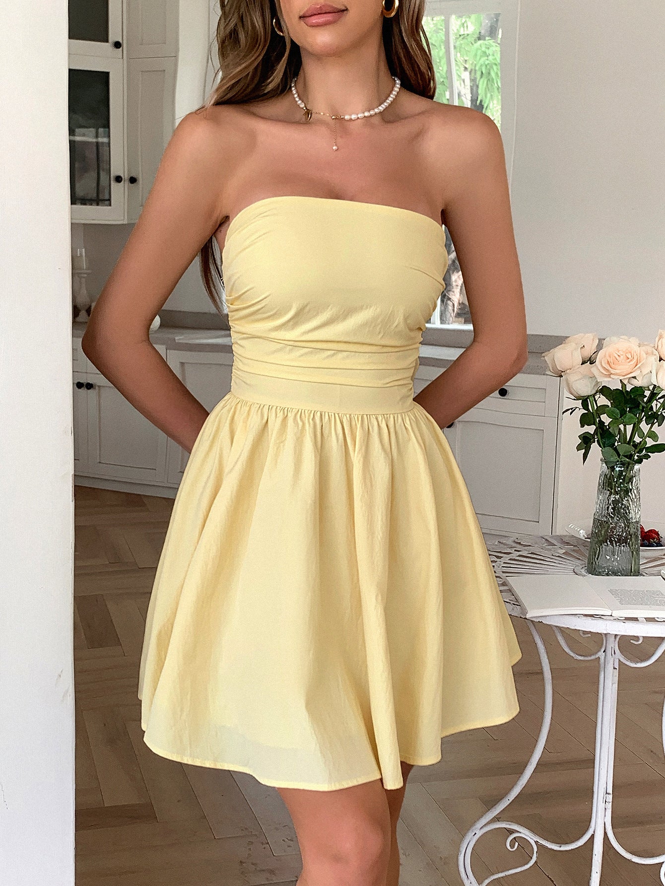 Yellow Strapless A-Line Wedding Guest Dress with Bowknot Yellow Strapless A-Line Wedding Guest Dress with Bowknot