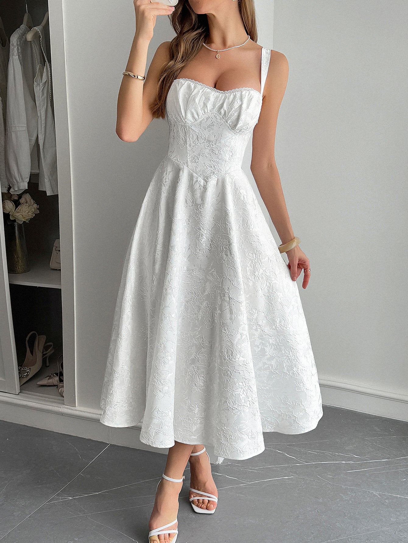 White Straps A-Line Wedding Guest Dress White Straps A-Line Wedding Guest Dress