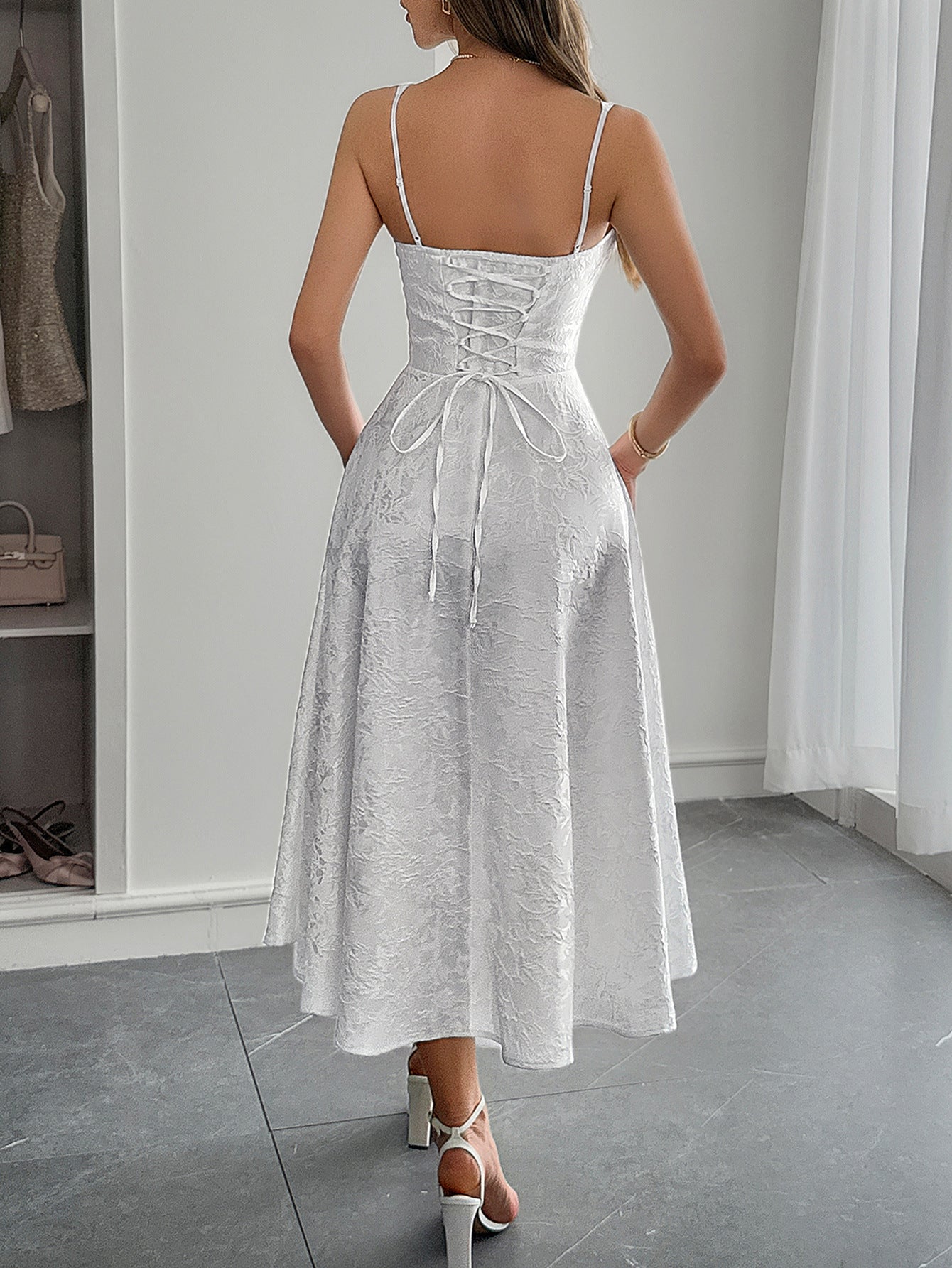 White Straps A-Line Wedding Guest Dress