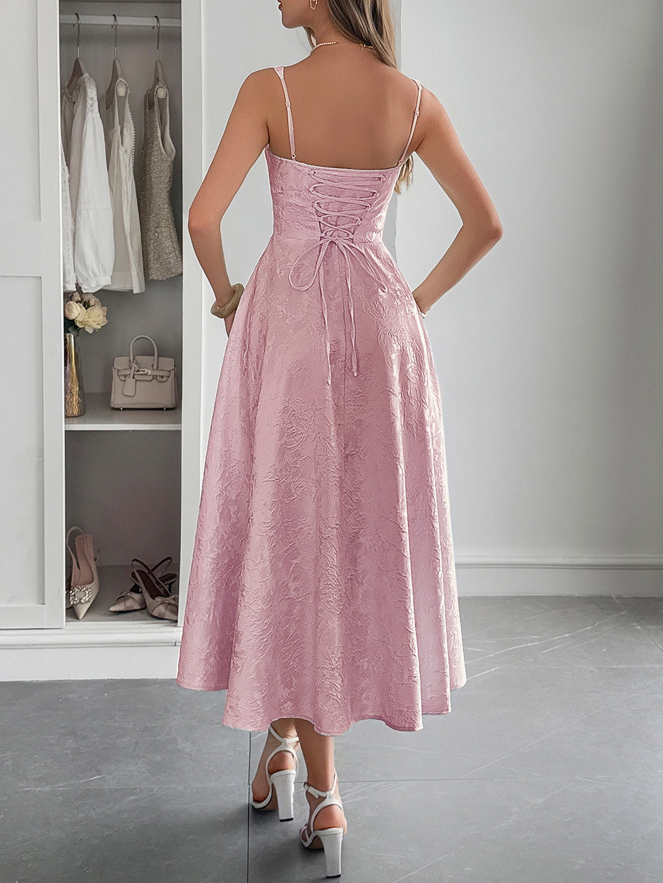 Pink Straps A-Line Wedding Guest Dress