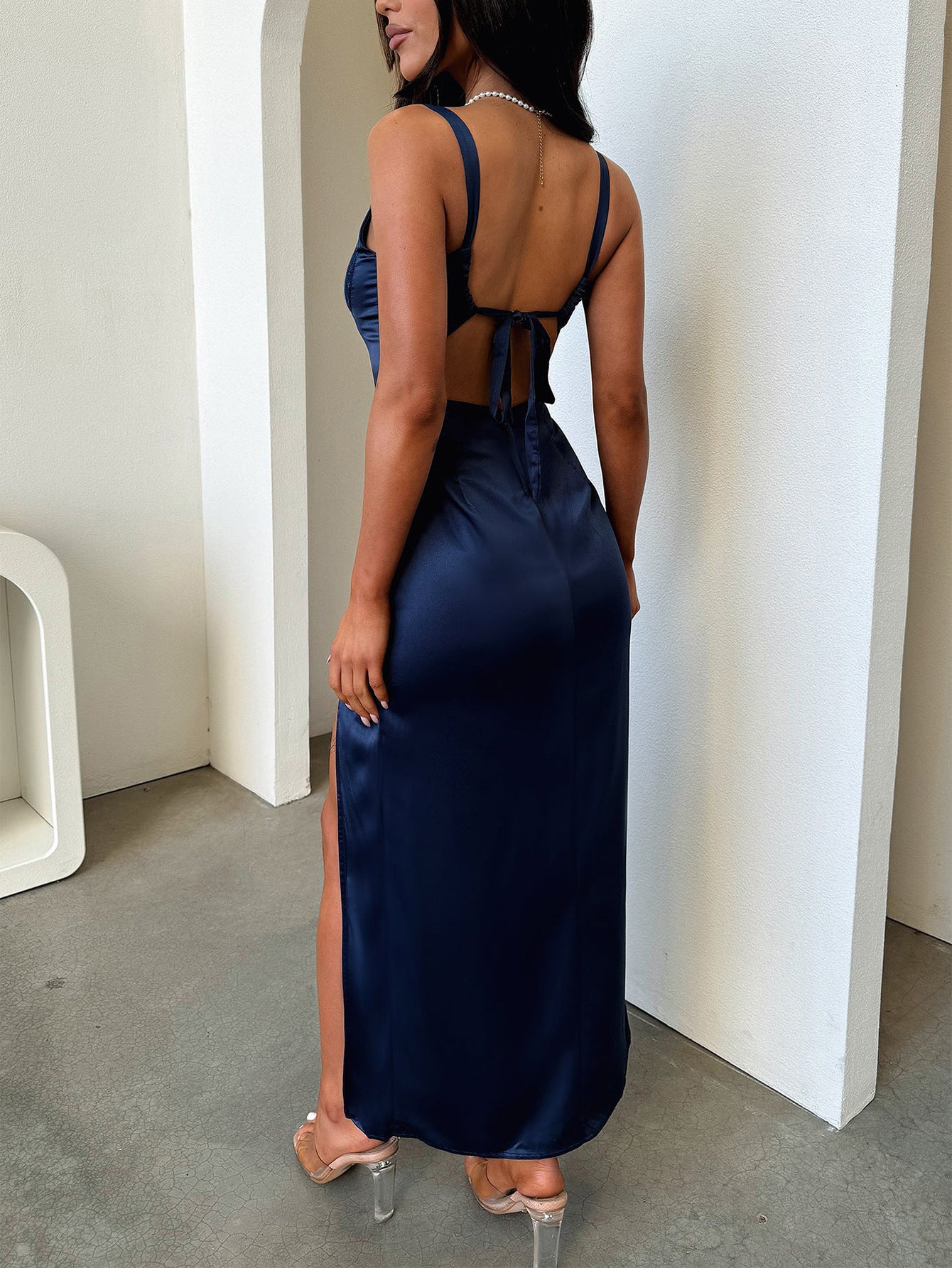 Straps Dark Navy Sheath/Column Wedding Guest Dress