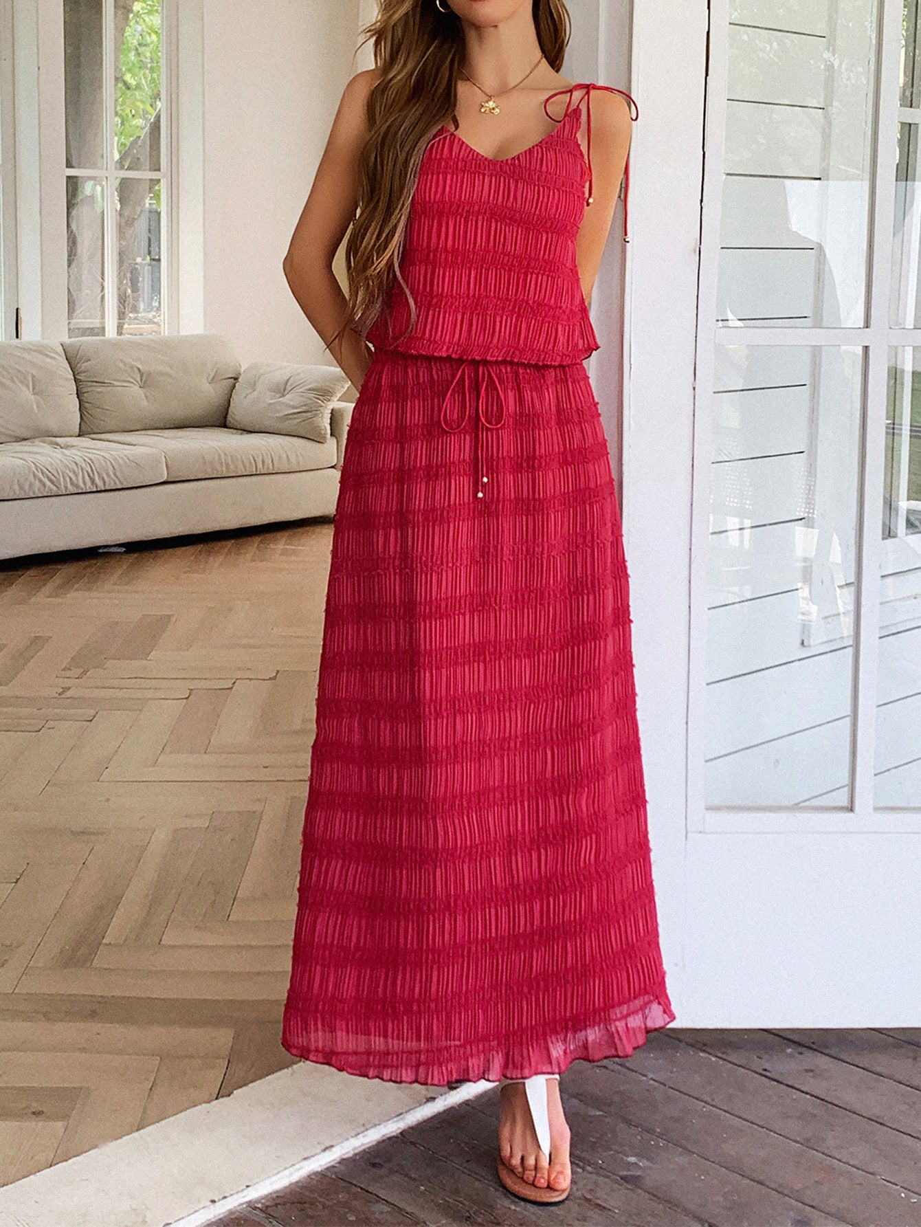 pink and red wedding guest dress Leely Women Convertible Pink Red Floral Long Beach Wedding Guest Dress with Slit One Shoulder Backless Garden Party Dress