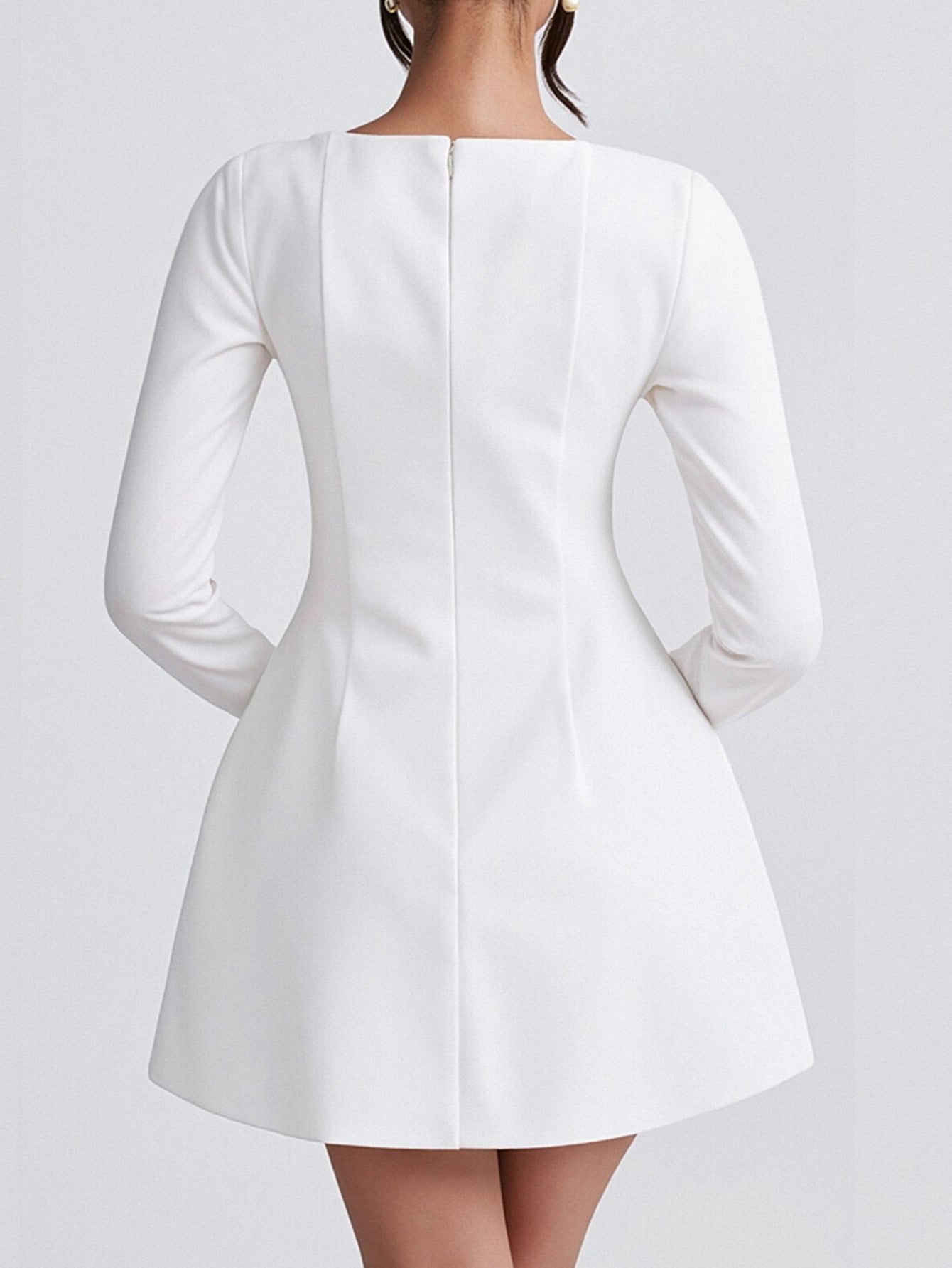 Elegant Evening Gown with Long Sleeves A-Line White Wedding Guest Dress